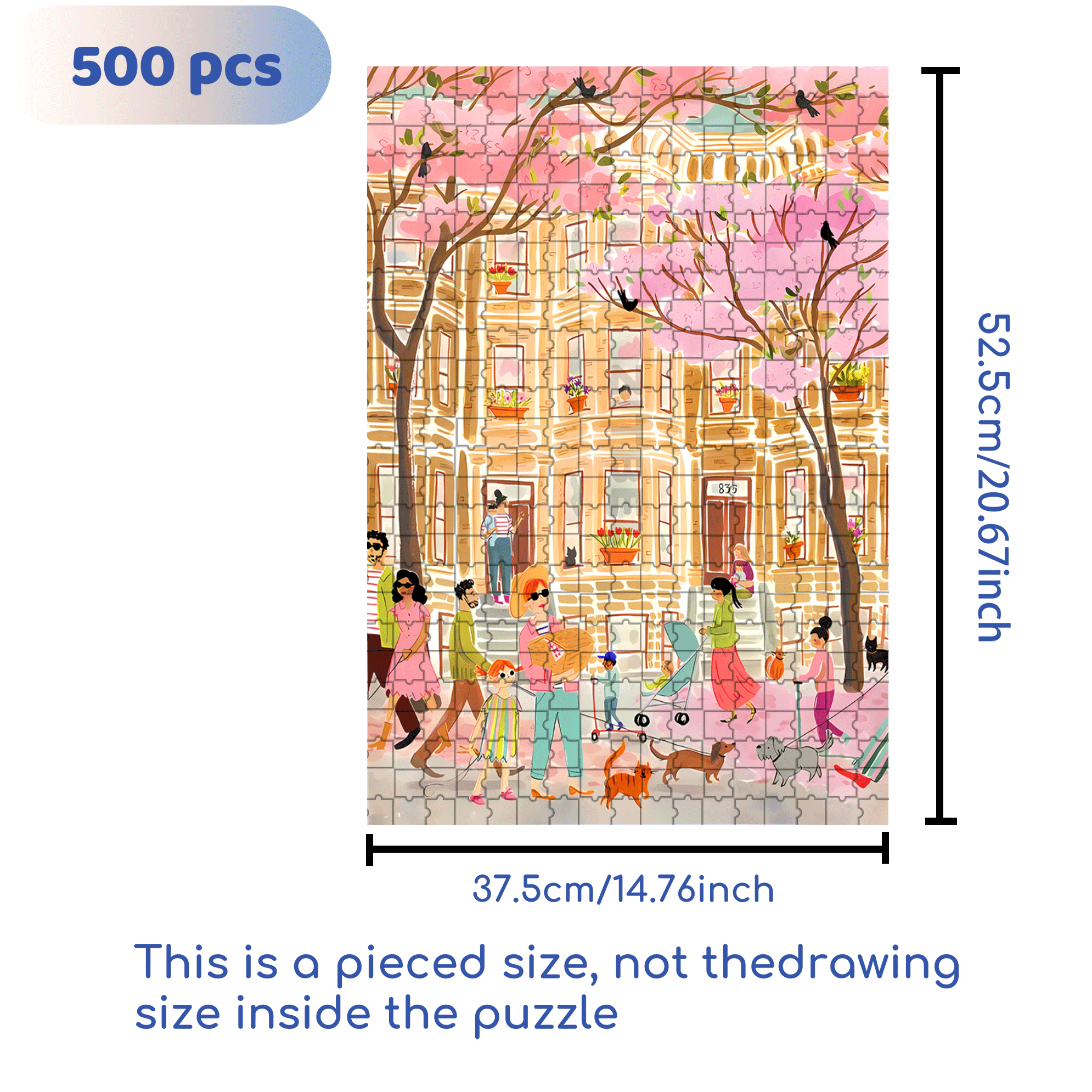 Petals and Pavement 500pcs/1000pcs Jigsaw Puzzle, Scratch-Resistant, Interactive Family Game & Brain-Boosting DIY Decor, Perfect for Halloween, Christmas & New Year Gifts, Family Puzzle Game
