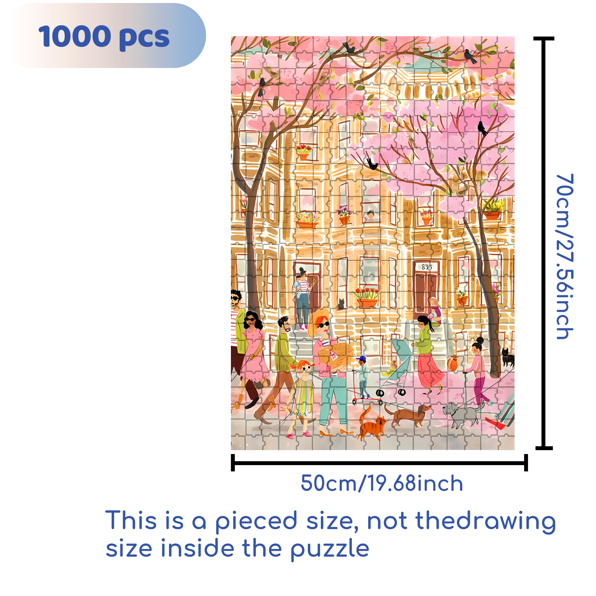 Petals and Pavement 500pcs/1000pcs Jigsaw Puzzle, Scratch-Resistant, Interactive Family Game & Brain-Boosting DIY Decor, Perfect for Halloween, Christmas & New Year Gifts, Family Puzzle Game