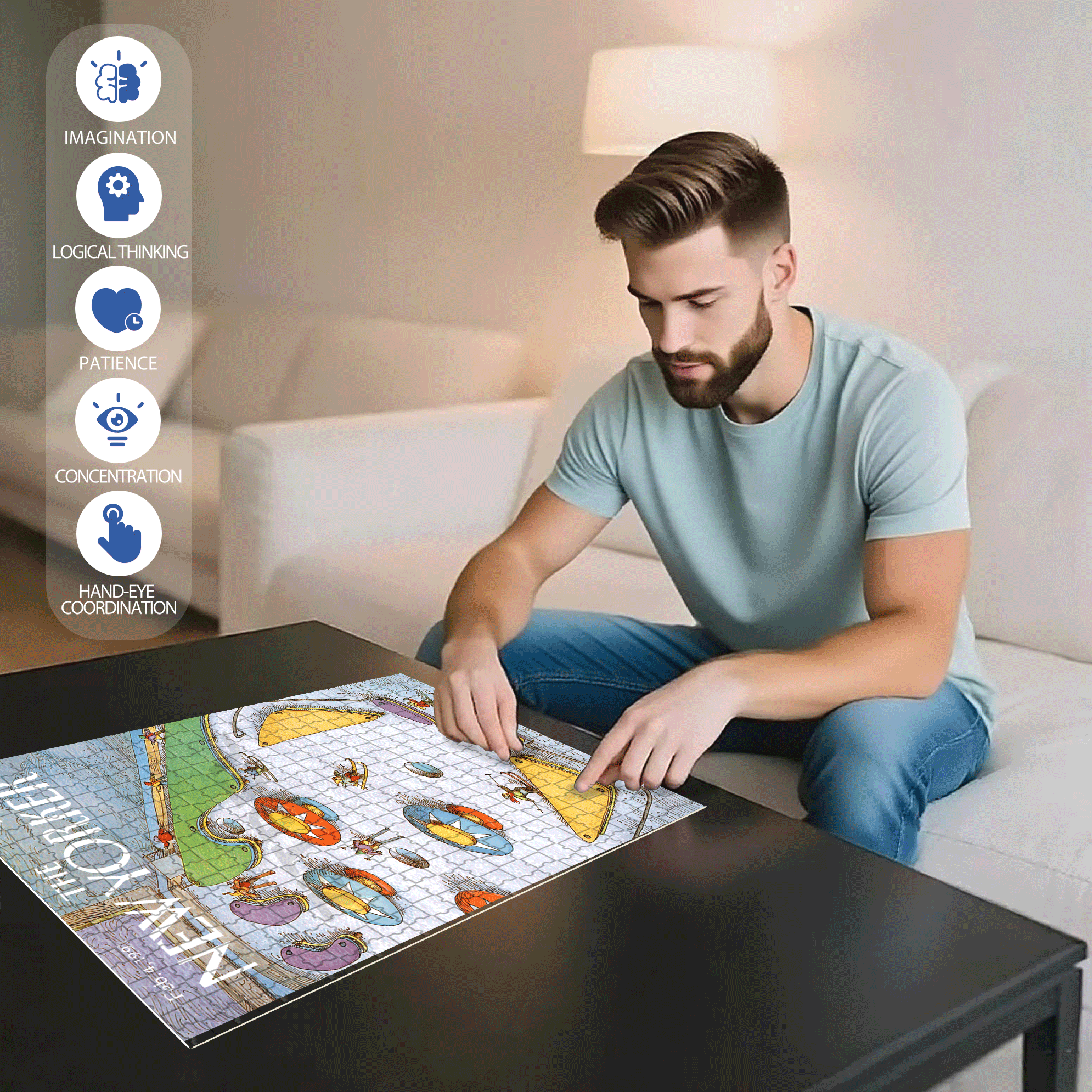 Pinball Piste 500pcs/1000pcs Jigsaw Puzzle, Scratch-Resistant, Interactive Family Game & Brain-Boosting DIY Decor, Perfect for Halloween, Christmas & New Year Gifts, Family Puzzle Game