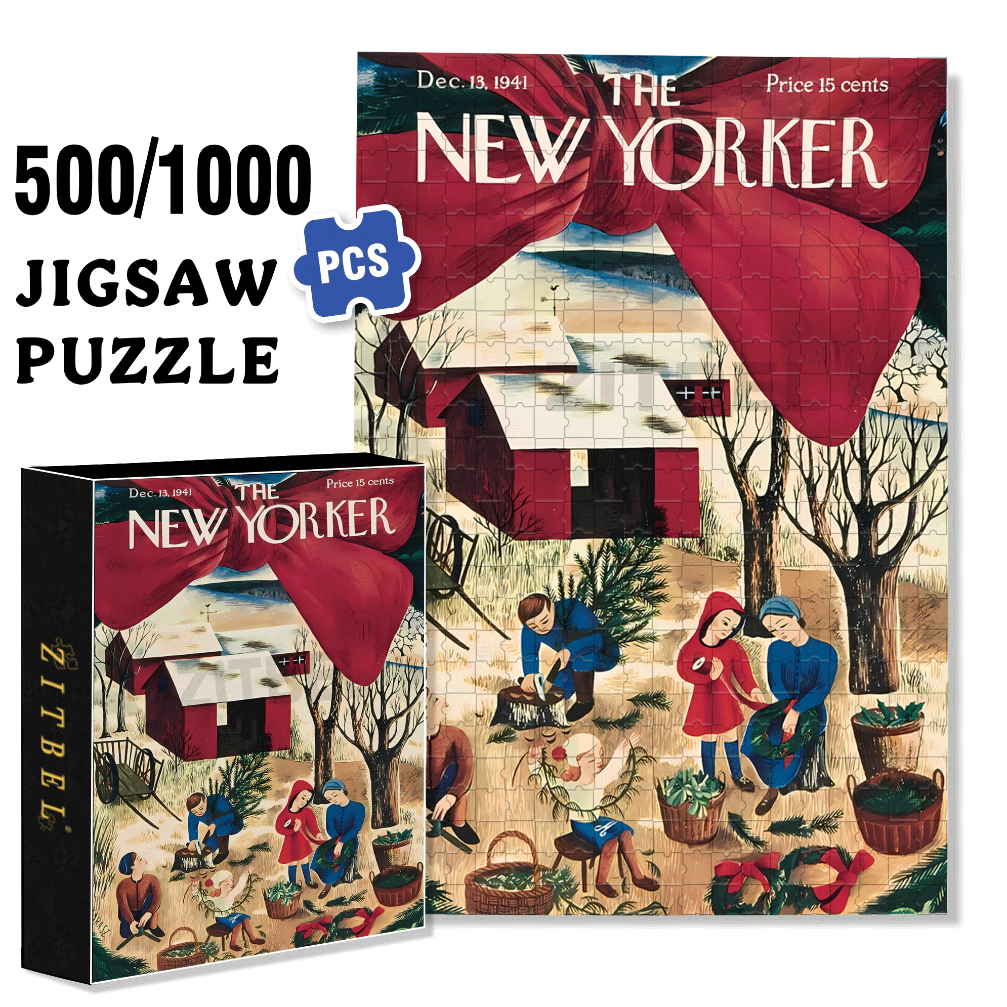 Pining for Christmas  500pcs/1000pcs Jigsaw Puzzle, Scratch-Resistant, Interactive Family Game & Brain-Boosting DIY Decor, Perfect for Halloween, Christmas & New Year Gifts, Family Puzzle Game