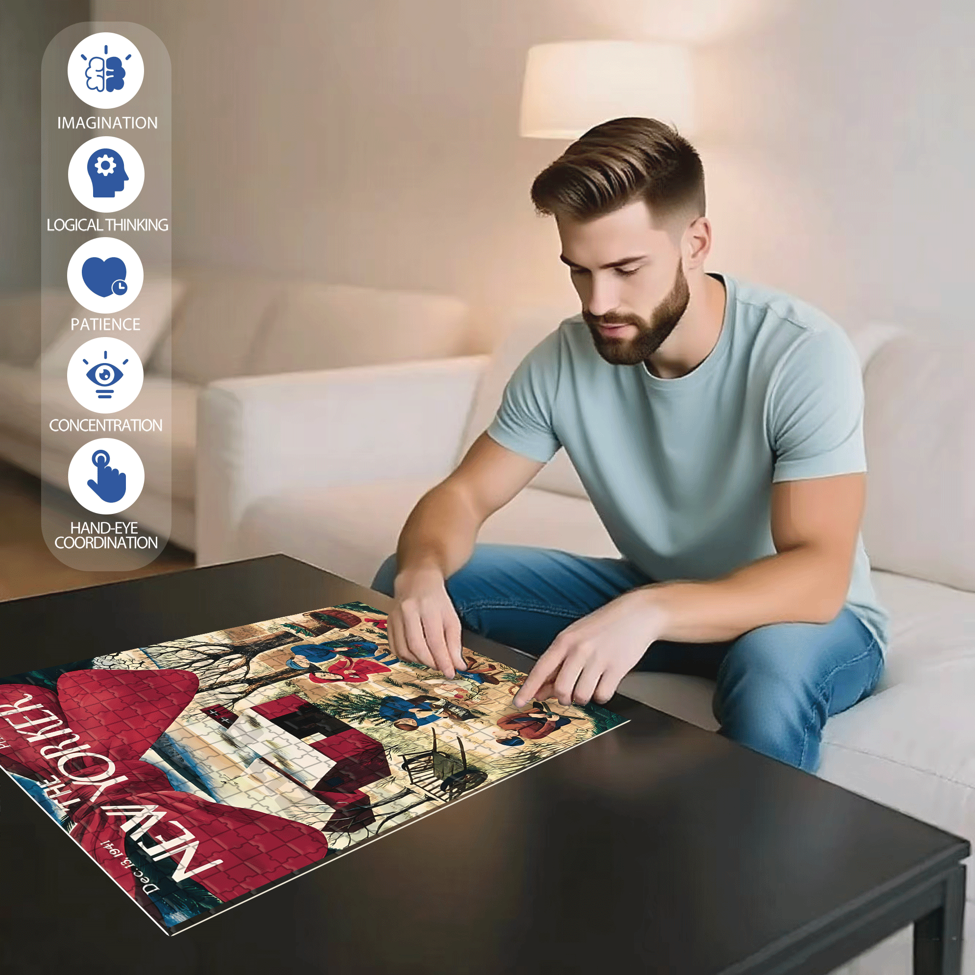 Pining for Christmas  500pcs/1000pcs Jigsaw Puzzle, Scratch-Resistant, Interactive Family Game & Brain-Boosting DIY Decor, Perfect for Halloween, Christmas & New Year Gifts, Family Puzzle Game