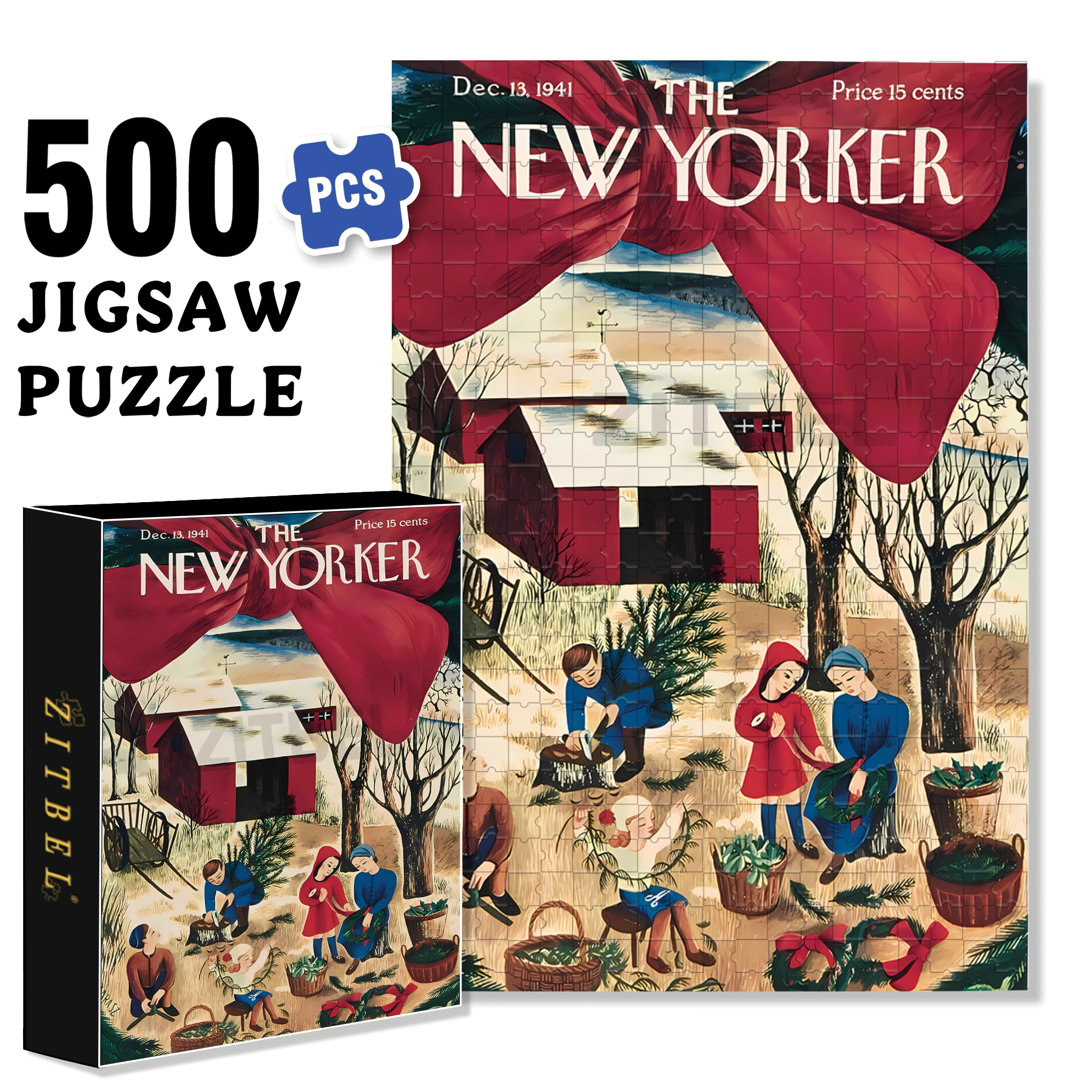 Pining for Christmas  500pcs/1000pcs Jigsaw Puzzle, Scratch-Resistant, Interactive Family Game & Brain-Boosting DIY Decor, Perfect for Halloween, Christmas & New Year Gifts, Family Puzzle Game