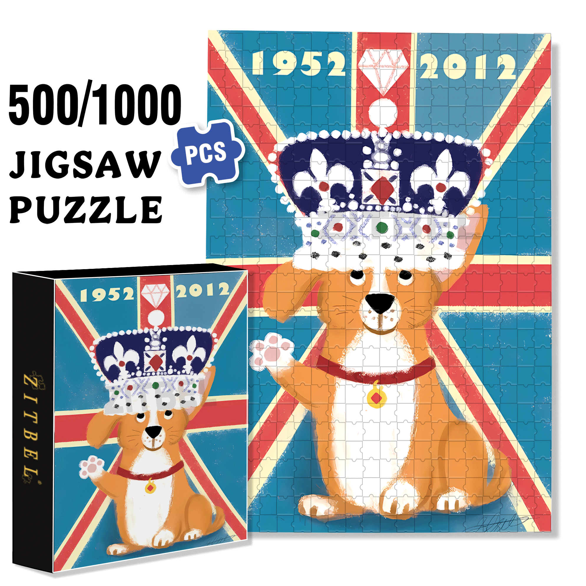 Queen's Diamond  500pcs/1000pcs Jigsaw Puzzle, Scratch-Resistant, Interactive Family Game & Brain-Boosting DIY Decor, Perfect for Halloween, Christmas & New Year Gifts, Family Puzzle Game