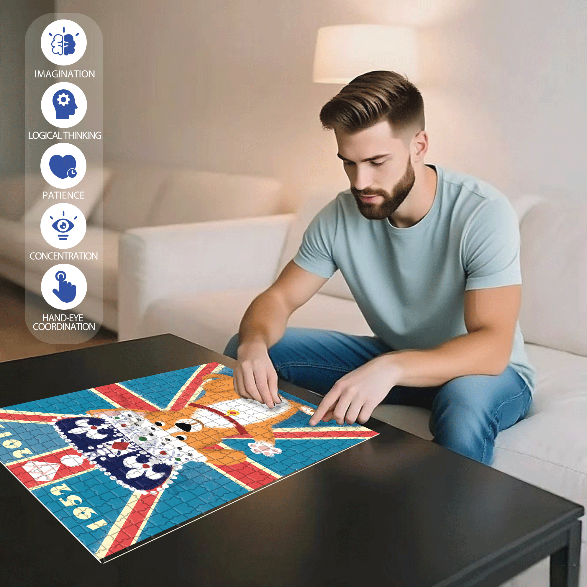 Queen's Diamond  500pcs/1000pcs Jigsaw Puzzle, Scratch-Resistant, Interactive Family Game & Brain-Boosting DIY Decor, Perfect for Halloween, Christmas & New Year Gifts, Family Puzzle Game