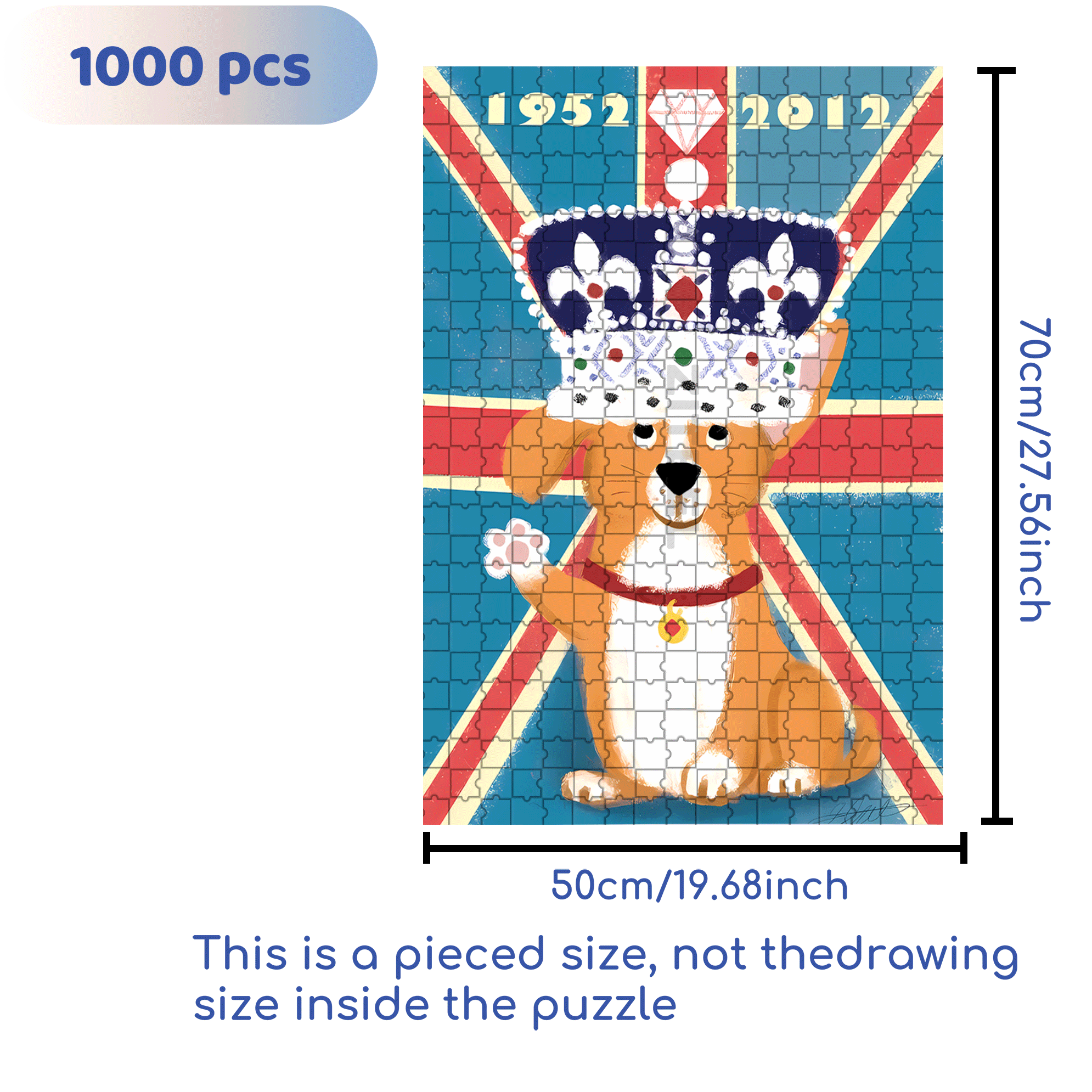 Queen's Diamond  500pcs/1000pcs Jigsaw Puzzle, Scratch-Resistant, Interactive Family Game & Brain-Boosting DIY Decor, Perfect for Halloween, Christmas & New Year Gifts, Family Puzzle Game
