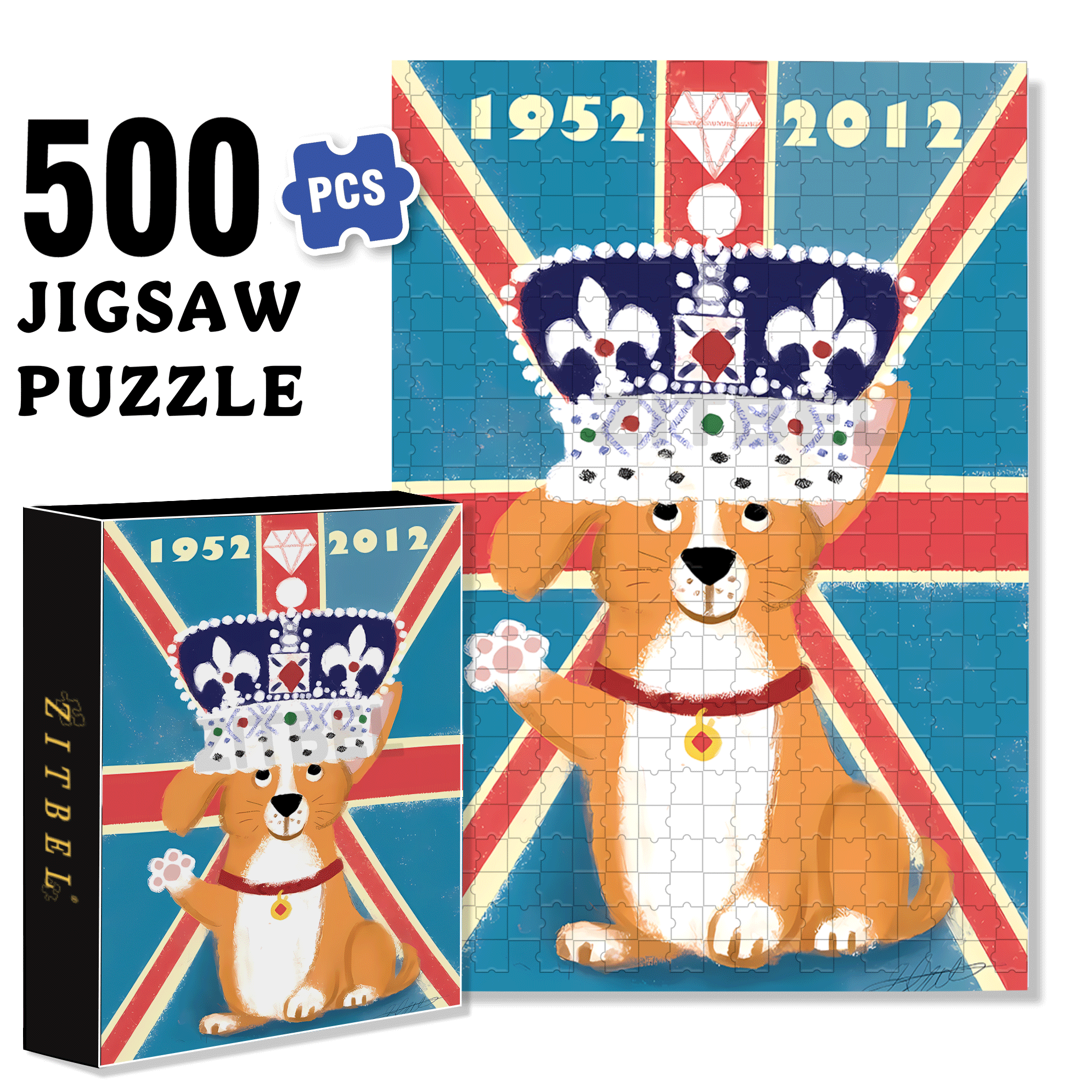 Queen's Diamond  500pcs/1000pcs Jigsaw Puzzle, Scratch-Resistant, Interactive Family Game & Brain-Boosting DIY Decor, Perfect for Halloween, Christmas & New Year Gifts, Family Puzzle Game