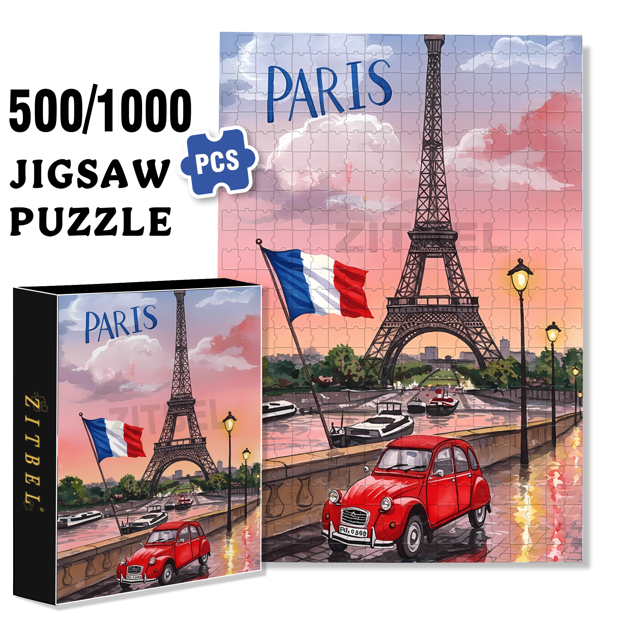 Red Beetle 500pcs/1000pcs Jigsaw Puzzle, Scratch-Resistant, Interactive Family Game & Brain-Boosting DIY Decor, Perfect for Halloween, Christmas & New Year Gifts, Family Puzzle Game
