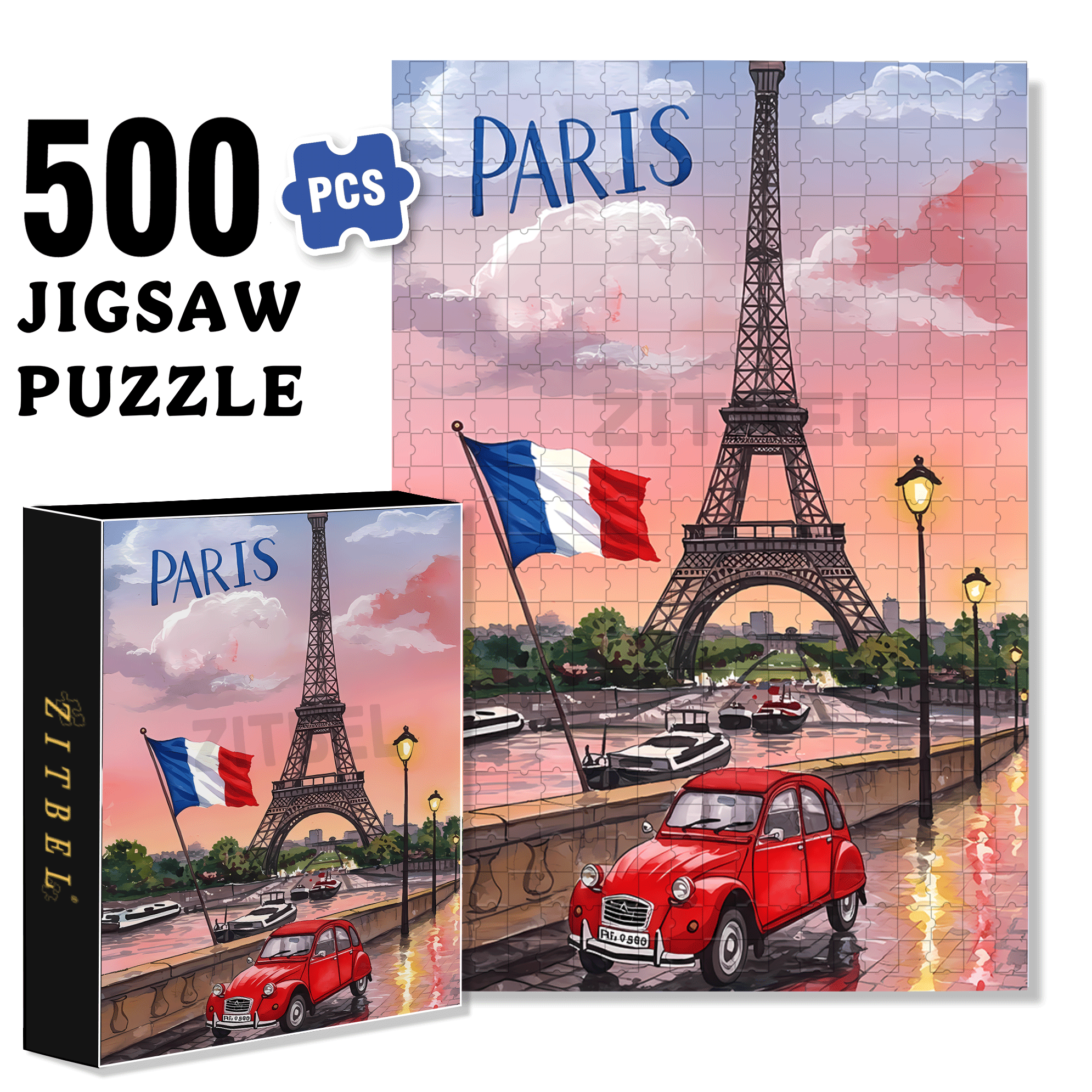 Red Beetle 500pcs/1000pcs Jigsaw Puzzle, Scratch-Resistant, Interactive Family Game & Brain-Boosting DIY Decor, Perfect for Halloween, Christmas & New Year Gifts, Family Puzzle Game