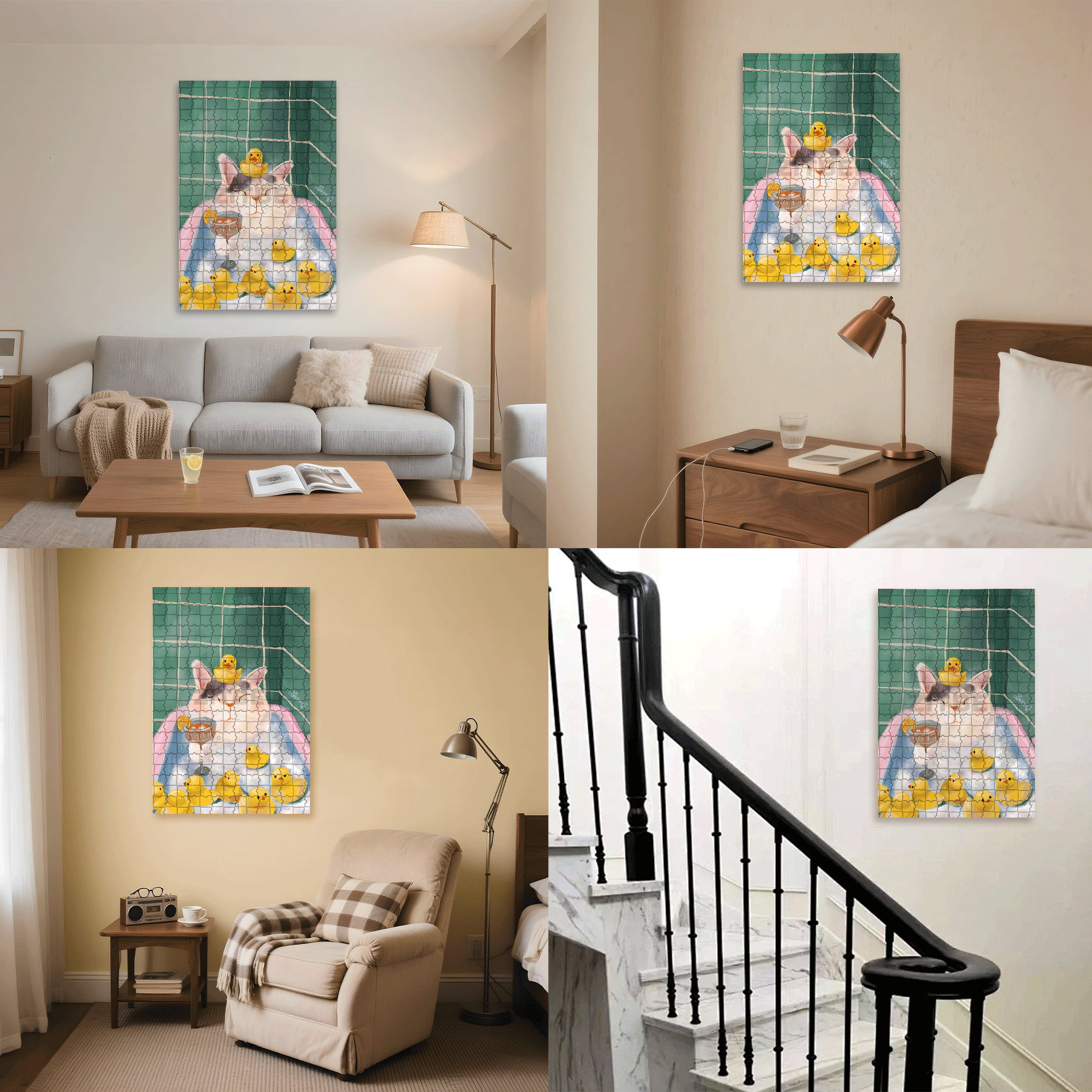 Relaxing Cat in Bubble Bath 500pcs/1000pcs Jigsaw Puzzle, Scratch-Resistant, Interactive Family Game & Brain-Boosting DIY Decor, Perfect for Halloween, Christmas & New Year Gifts, Family Puzzle Game