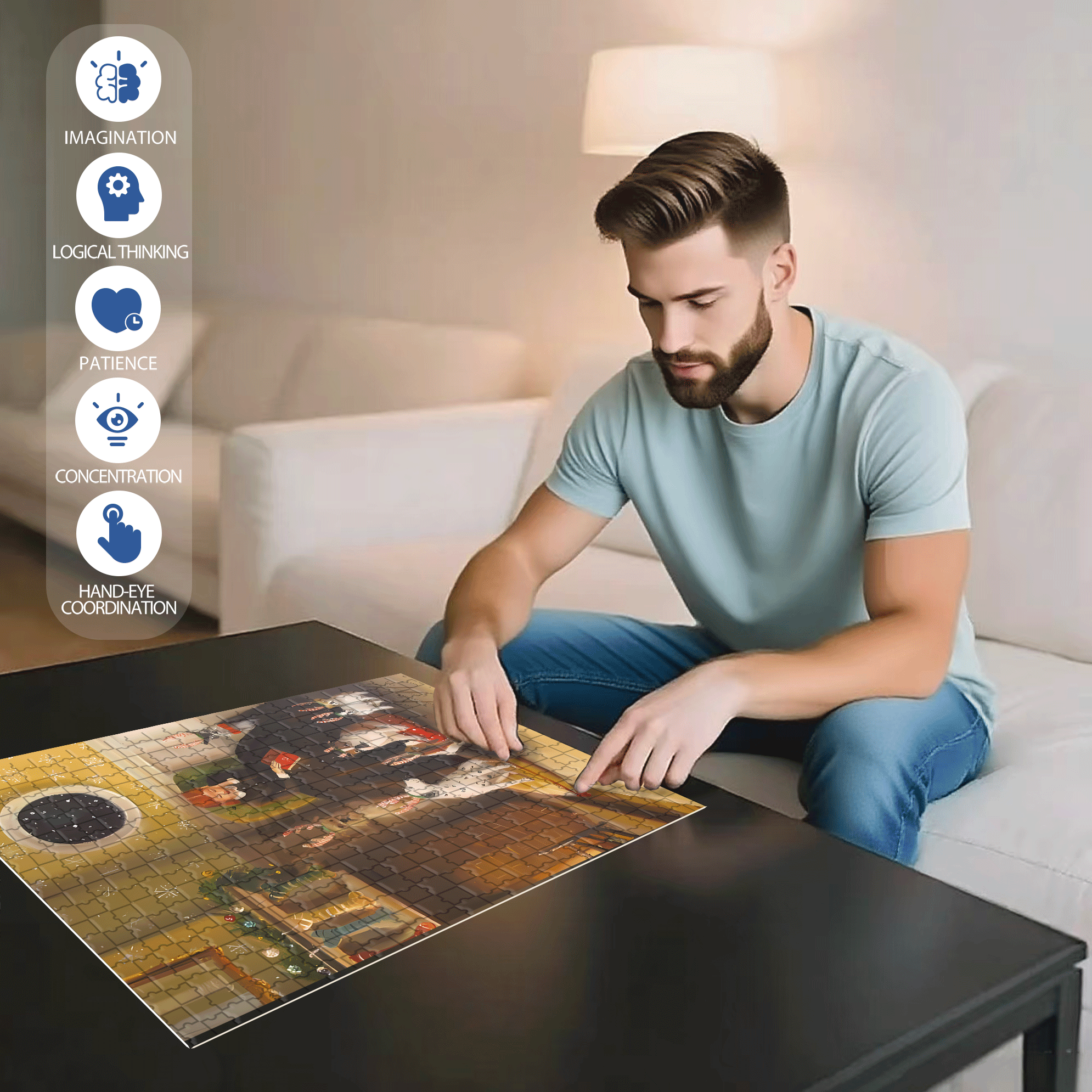 Rolling Eyes 500pcs/1000pcs Jigsaw Puzzle, Scratch-Resistant, Interactive Family Game & Brain-Boosting DIY Decor, Perfect for Halloween, Christmas & New Year Gifts, Family Puzzle Game