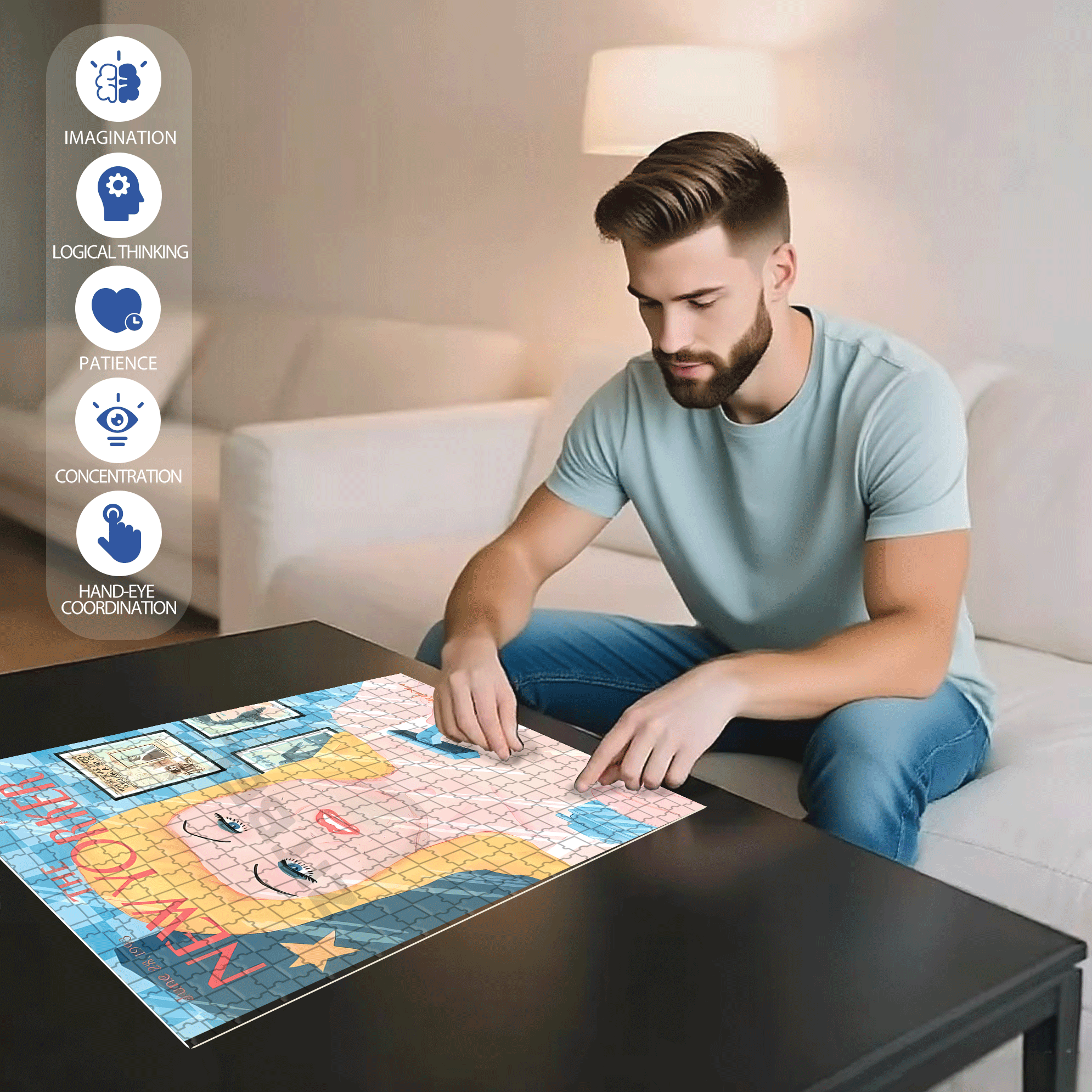 Shave 500pcs/1000pcs Jigsaw Puzzle, Scratch-Resistant, Interactive Family Game & Brain-Boosting DIY Decor, Perfect for Halloween, Christmas & New Year Gifts, Family Puzzle Game