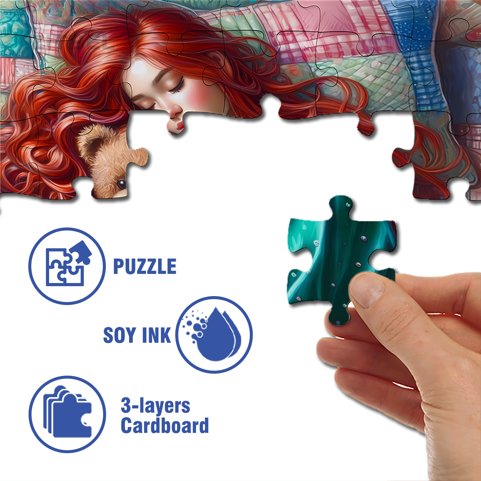 Sleeping Peacefully 500pcs/1000pcs Jigsaw Puzzle, Scratch-Resistant, Interactive Family Game & Brain-Boosting DIY Decor, Perfect for Halloween, Christmas & New Year Gifts, Family Puzzle Game