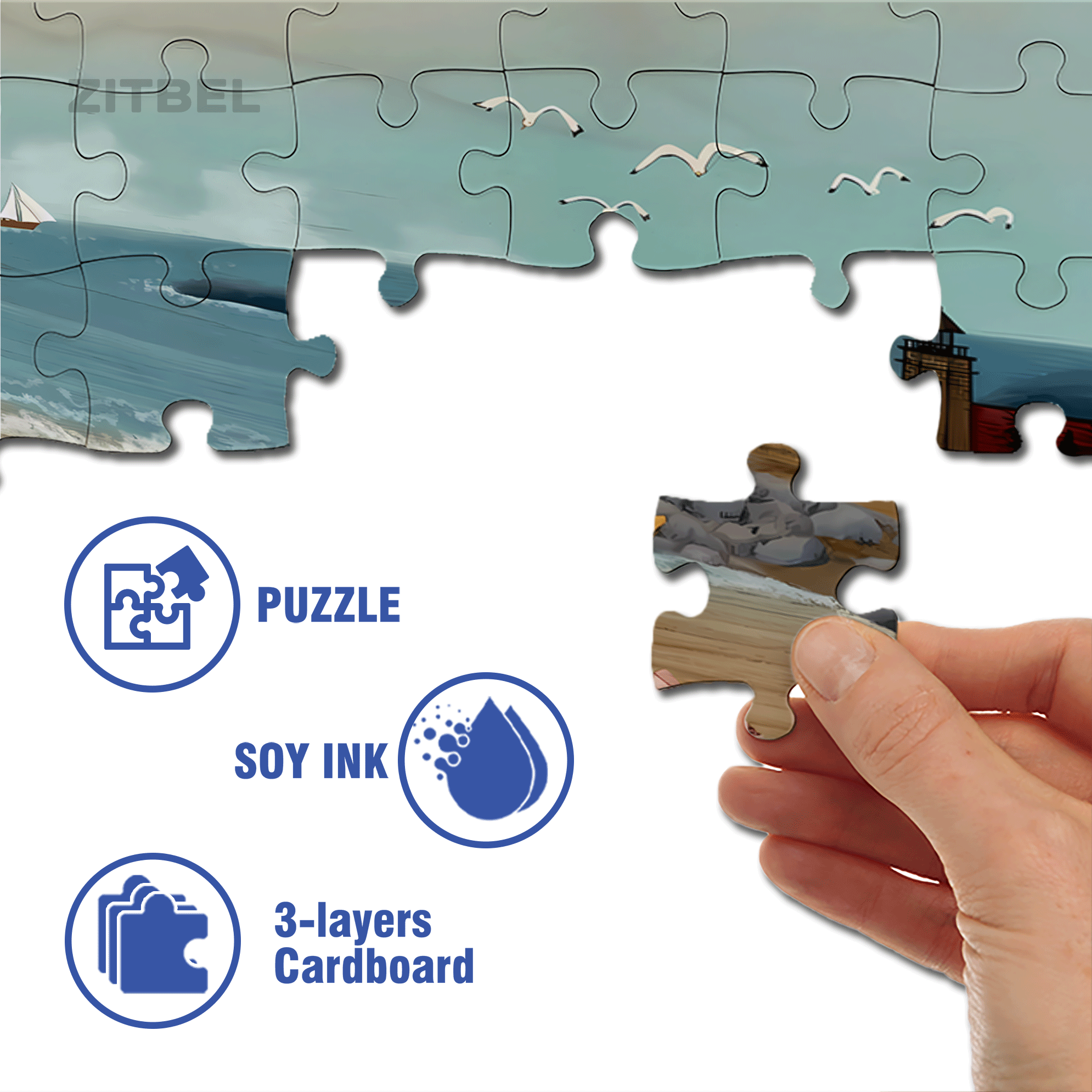 Summer Beach Picnic 500pcs/1000pcs Jigsaw Puzzle, Scratch-Resistant, Interactive Family Game & Brain-Boosting DIY Decor, Perfect for Halloween, Christmas & New Year Gifts, Family Puzzle Game