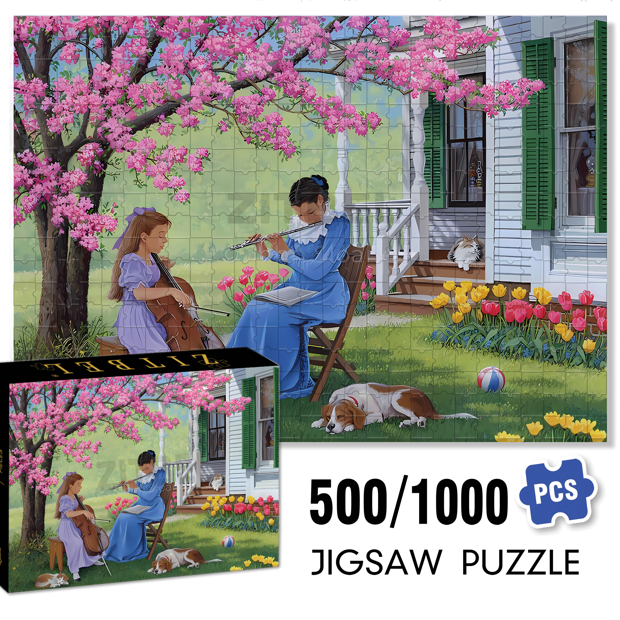 Adagio 500pcs/1000pcs Jigsaw Puzzle, Scratch-Resistant, Interactive Family Game & Brain-Boosting DIY Decor, Perfect for Halloween, Christmas & New Year Gifts, Family Puzzle Game