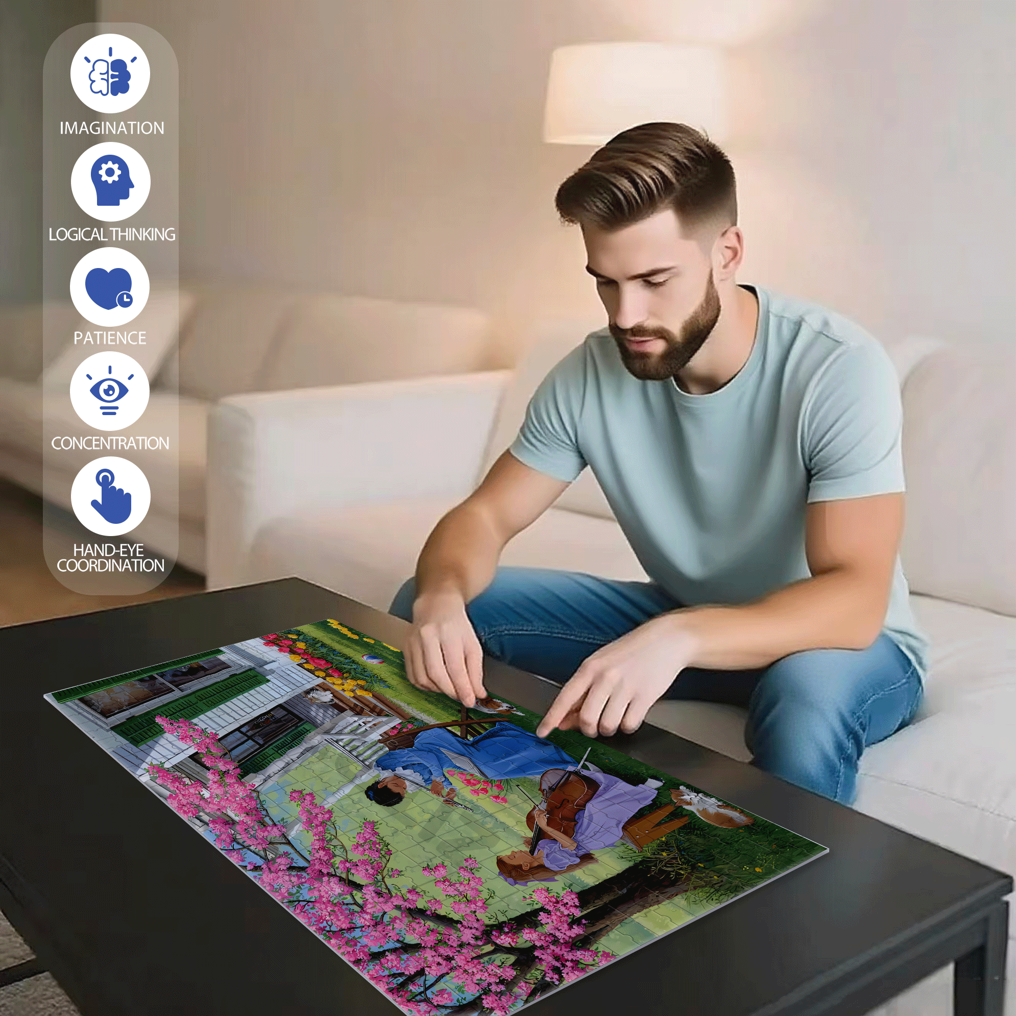 Adagio 500pcs/1000pcs Jigsaw Puzzle, Scratch-Resistant, Interactive Family Game & Brain-Boosting DIY Decor, Perfect for Halloween, Christmas & New Year Gifts, Family Puzzle Game