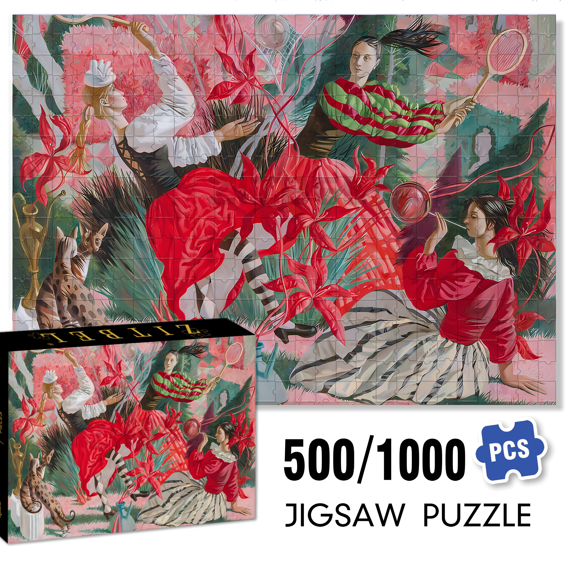 Badminton 500pcs/1000pcs Jigsaw Puzzle, Scratch-Resistant, Interactive Family Game & Brain-Boosting DIY Decor, Perfect for Halloween, Christmas & New Year Gifts, Family Puzzle Game