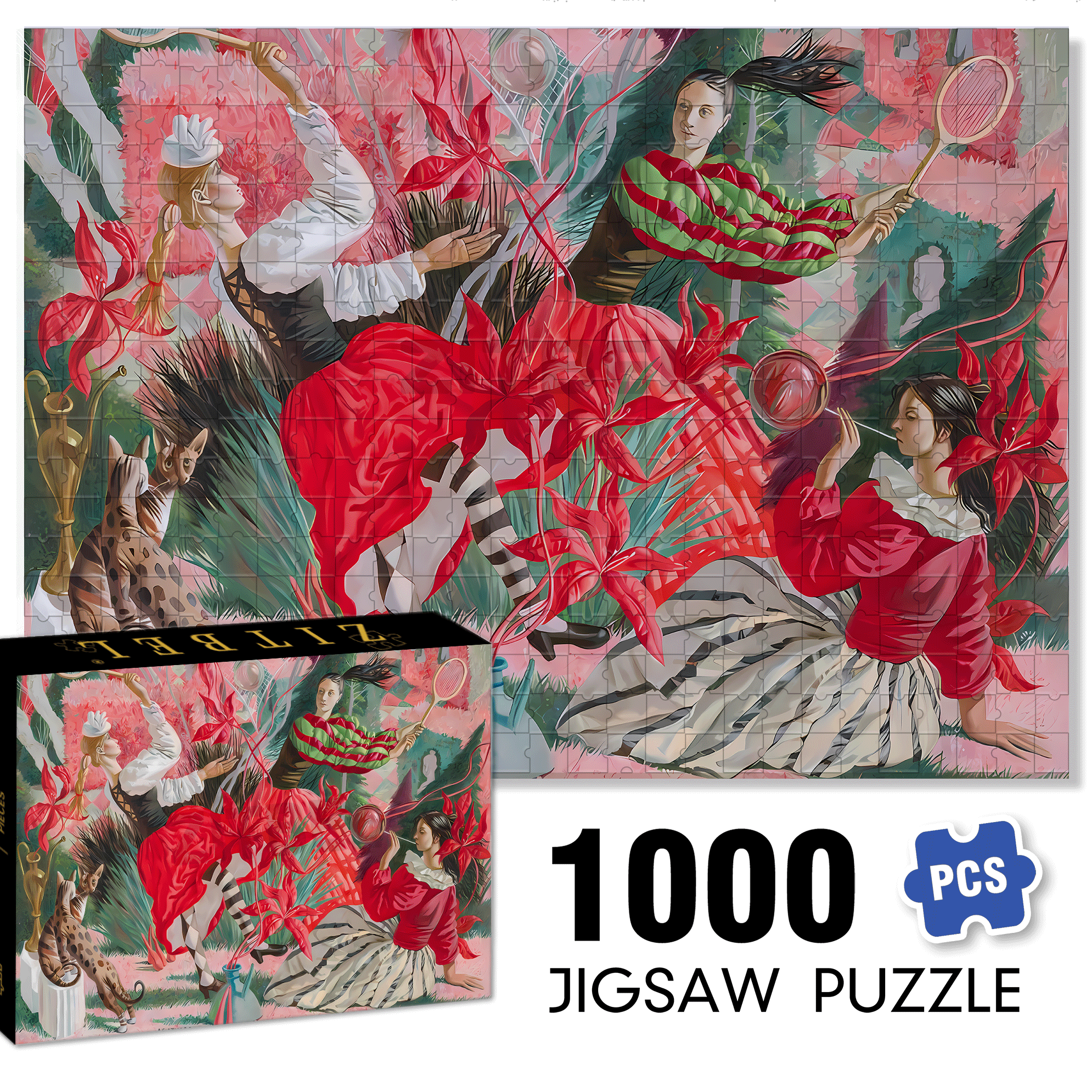 Badminton 500pcs/1000pcs Jigsaw Puzzle, Scratch-Resistant, Interactive Family Game & Brain-Boosting DIY Decor, Perfect for Halloween, Christmas & New Year Gifts, Family Puzzle Game
