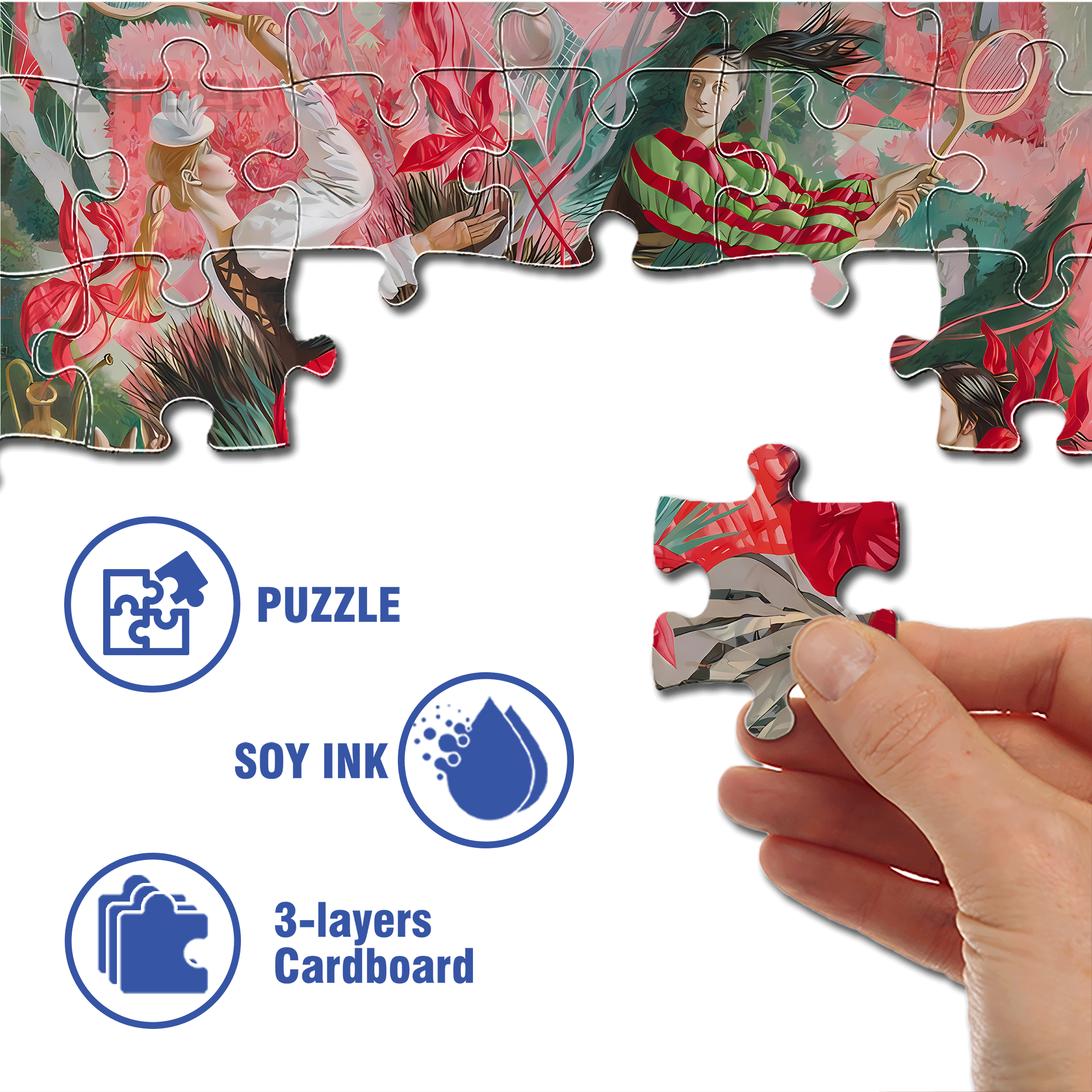 Badminton 500pcs/1000pcs Jigsaw Puzzle, Scratch-Resistant, Interactive Family Game & Brain-Boosting DIY Decor, Perfect for Halloween, Christmas & New Year Gifts, Family Puzzle Game