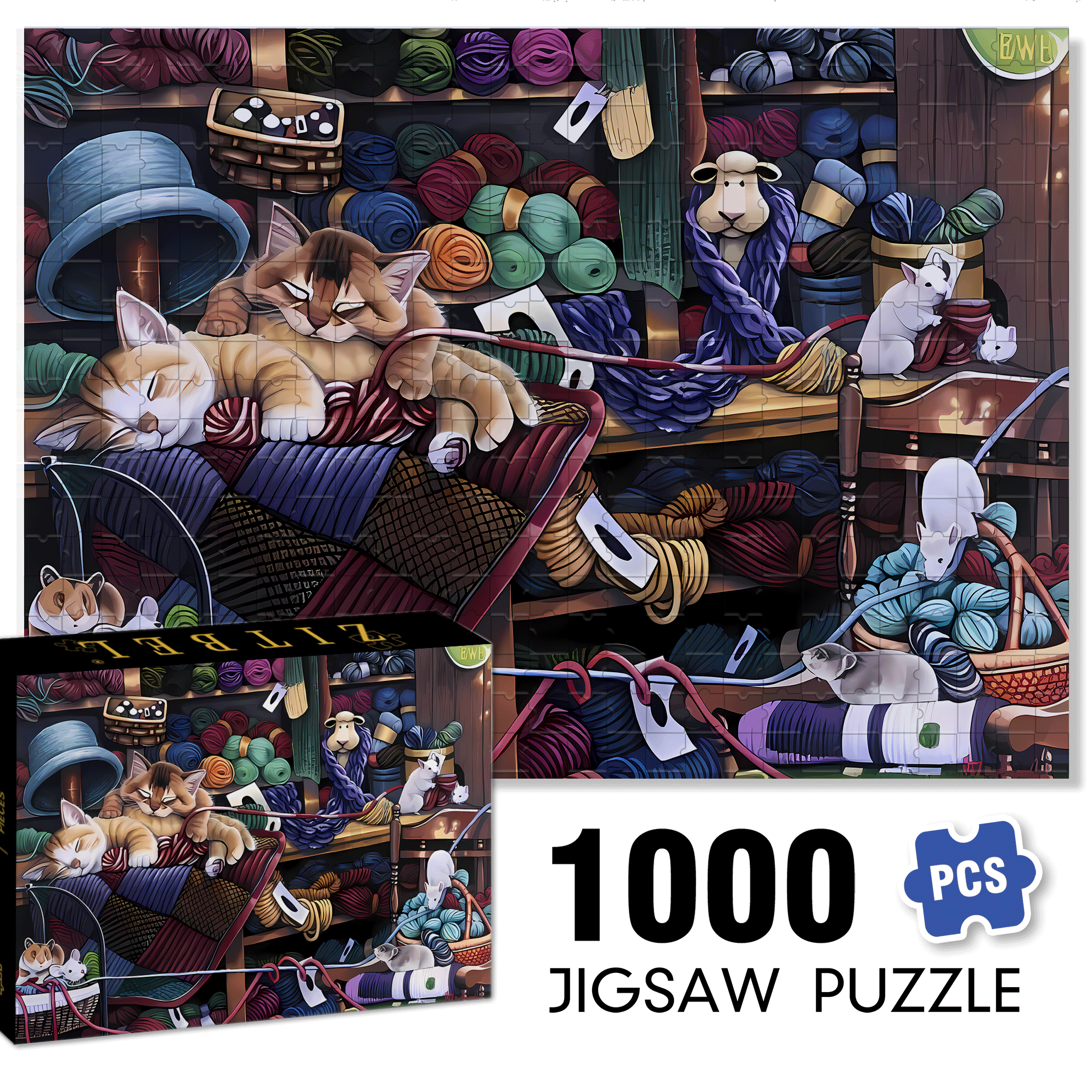 Ball Of Yarn 500pcs/1000pcs Jigsaw Puzzle, Scratch-Resistant, Interactive Family Game & Brain-Boosting DIY Decor, Perfect for Halloween, Christmas & New Year Gifts, Family Puzzle Game