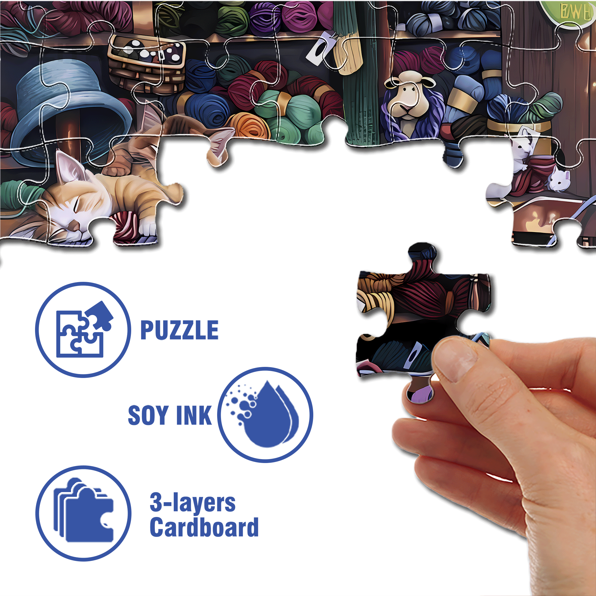 Ball Of Yarn 500pcs/1000pcs Jigsaw Puzzle, Scratch-Resistant, Interactive Family Game & Brain-Boosting DIY Decor, Perfect for Halloween, Christmas & New Year Gifts, Family Puzzle Game