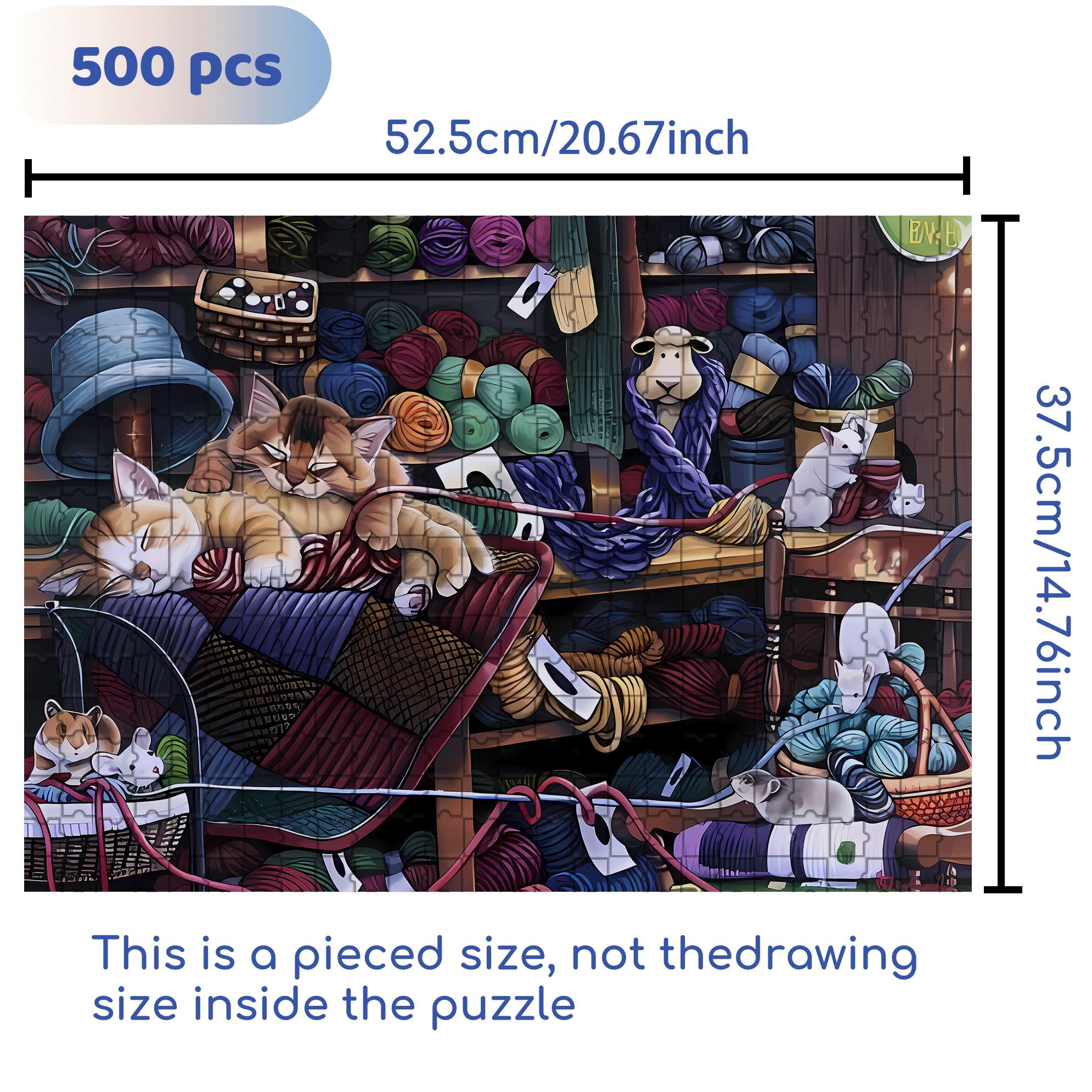 Ball Of Yarn 500pcs/1000pcs Jigsaw Puzzle, Scratch-Resistant, Interactive Family Game & Brain-Boosting DIY Decor, Perfect for Halloween, Christmas & New Year Gifts, Family Puzzle Game