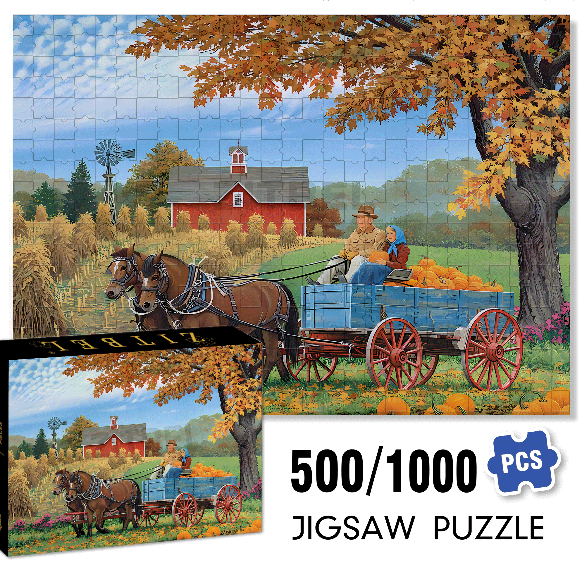 Bumper Crop 500pcs/1000pcs Jigsaw Puzzle, Scratch-Resistant, Interactive Family Game & Brain-Boosting DIY Decor, Perfect for Halloween, Christmas & New Year Gifts, Family Puzzle Game