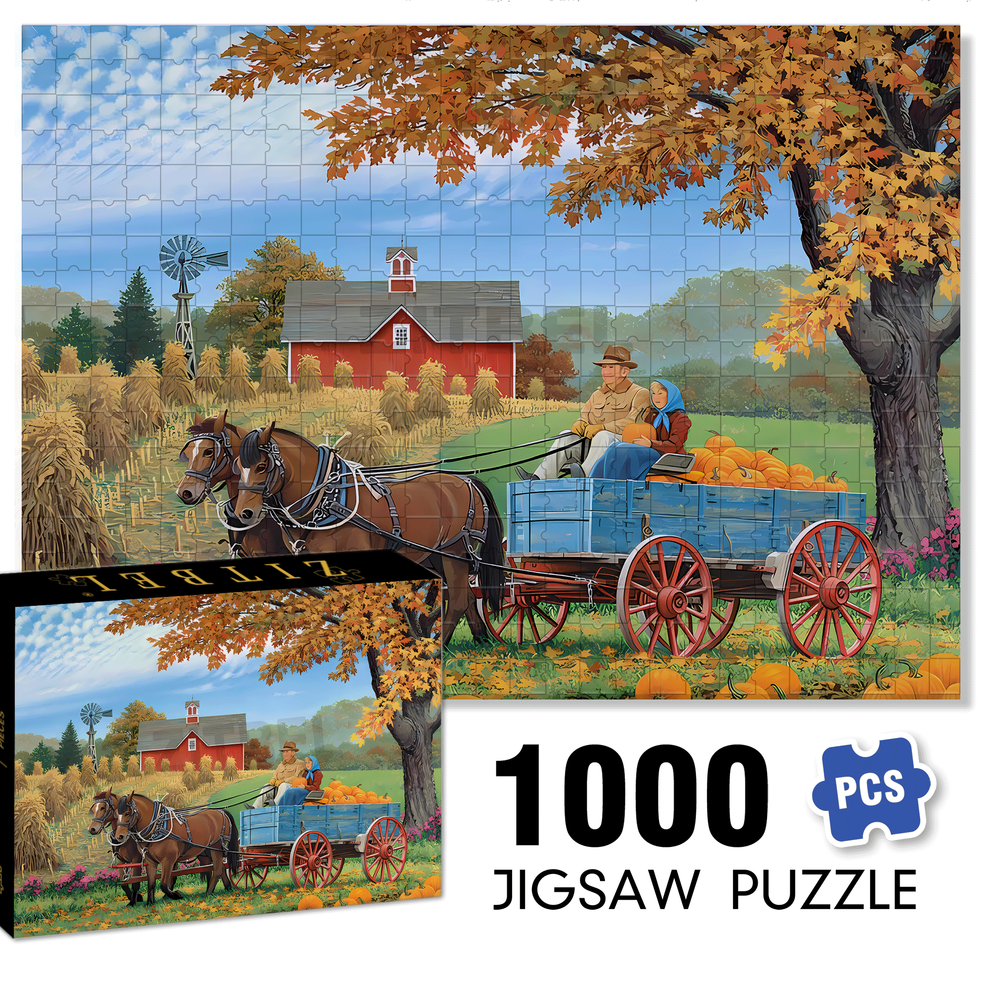 Bumper Crop 500pcs/1000pcs Jigsaw Puzzle, Scratch-Resistant, Interactive Family Game & Brain-Boosting DIY Decor, Perfect for Halloween, Christmas & New Year Gifts, Family Puzzle Game