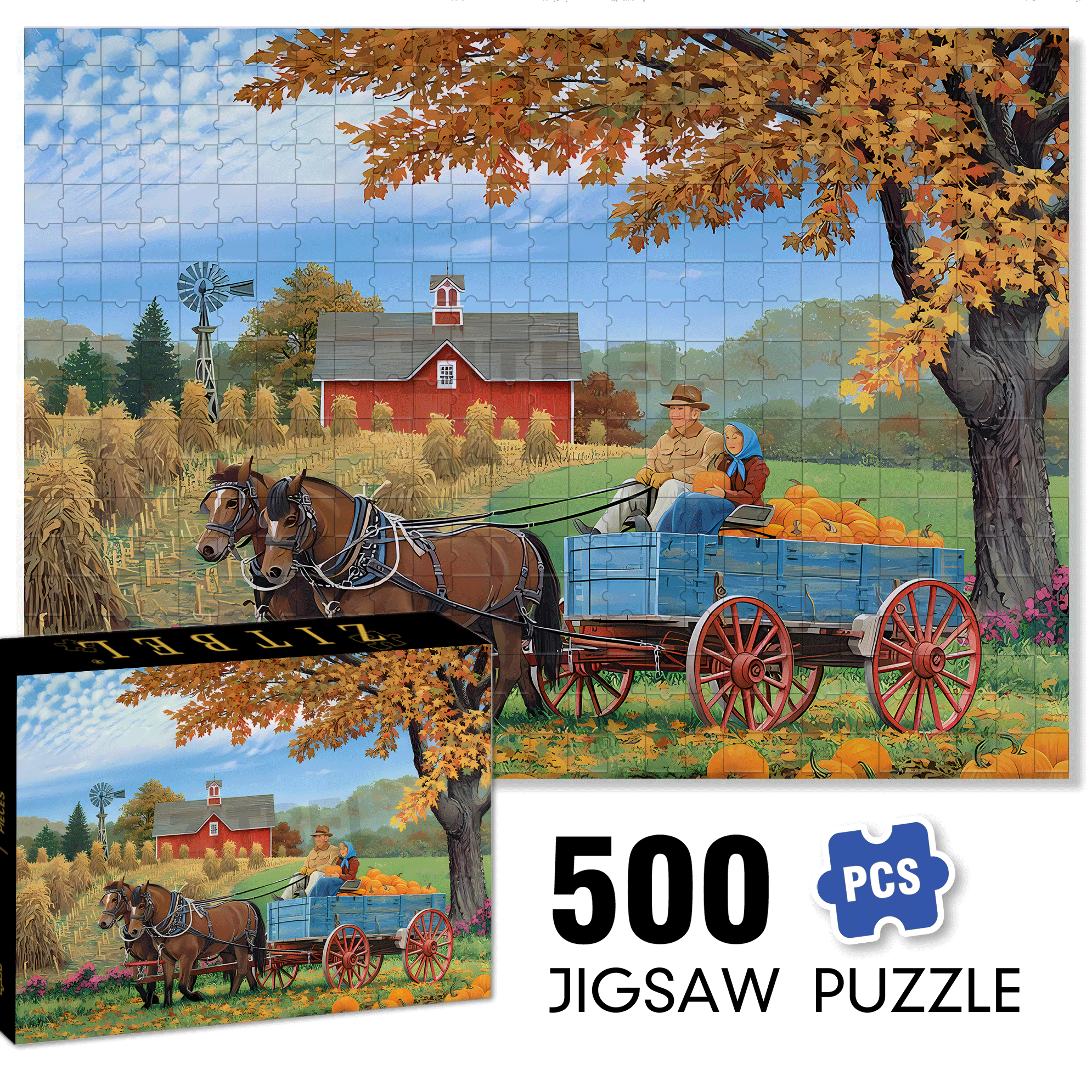 Bumper Crop 500pcs/1000pcs Jigsaw Puzzle, Scratch-Resistant, Interactive Family Game & Brain-Boosting DIY Decor, Perfect for Halloween, Christmas & New Year Gifts, Family Puzzle Game