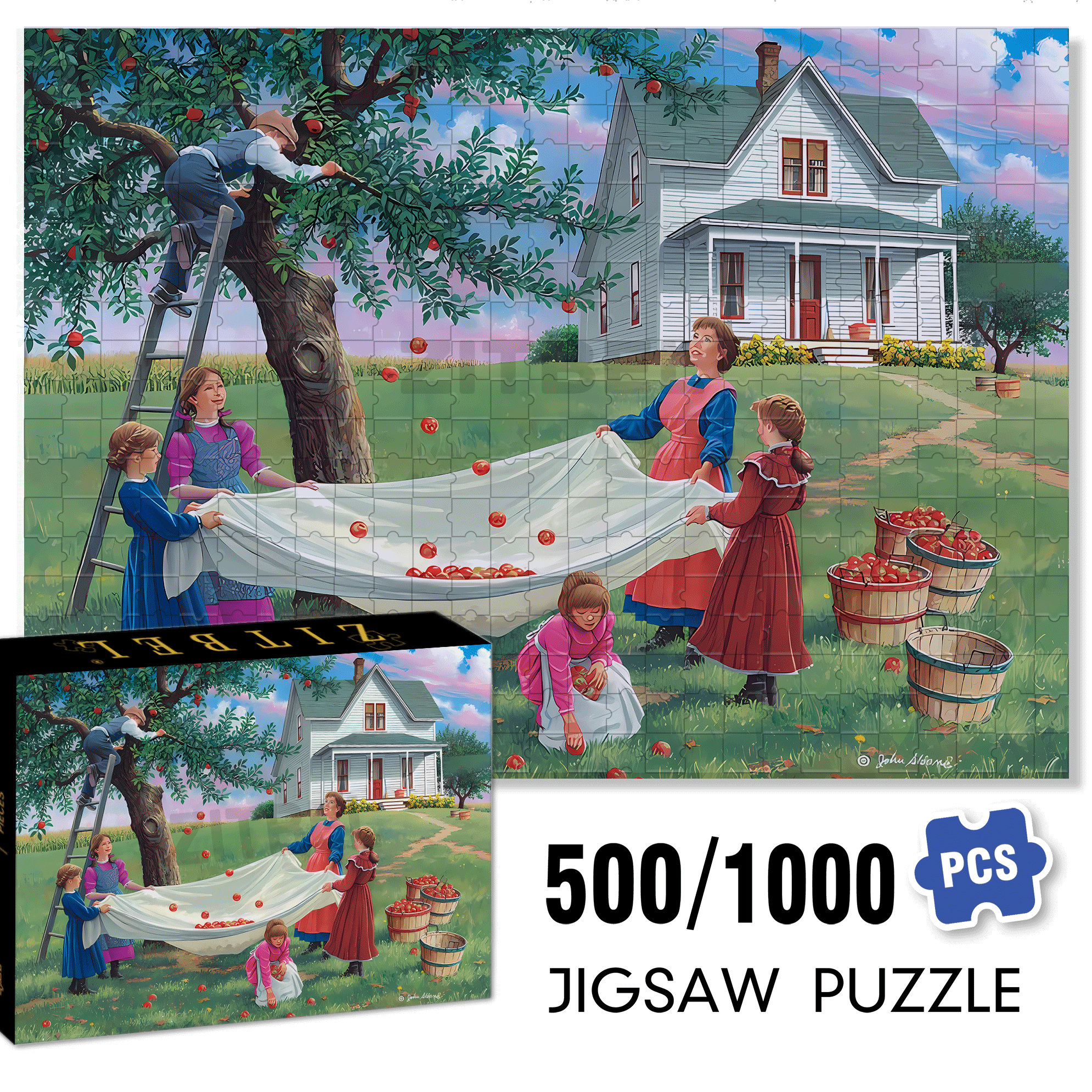 Bushels of Fun 500pcs/1000pcs Jigsaw Puzzle, Scratch-Resistant, Interactive Family Game & Brain-Boosting DIY Decor, Perfect for Halloween, Christmas & New Year Gifts, Family Puzzle Game