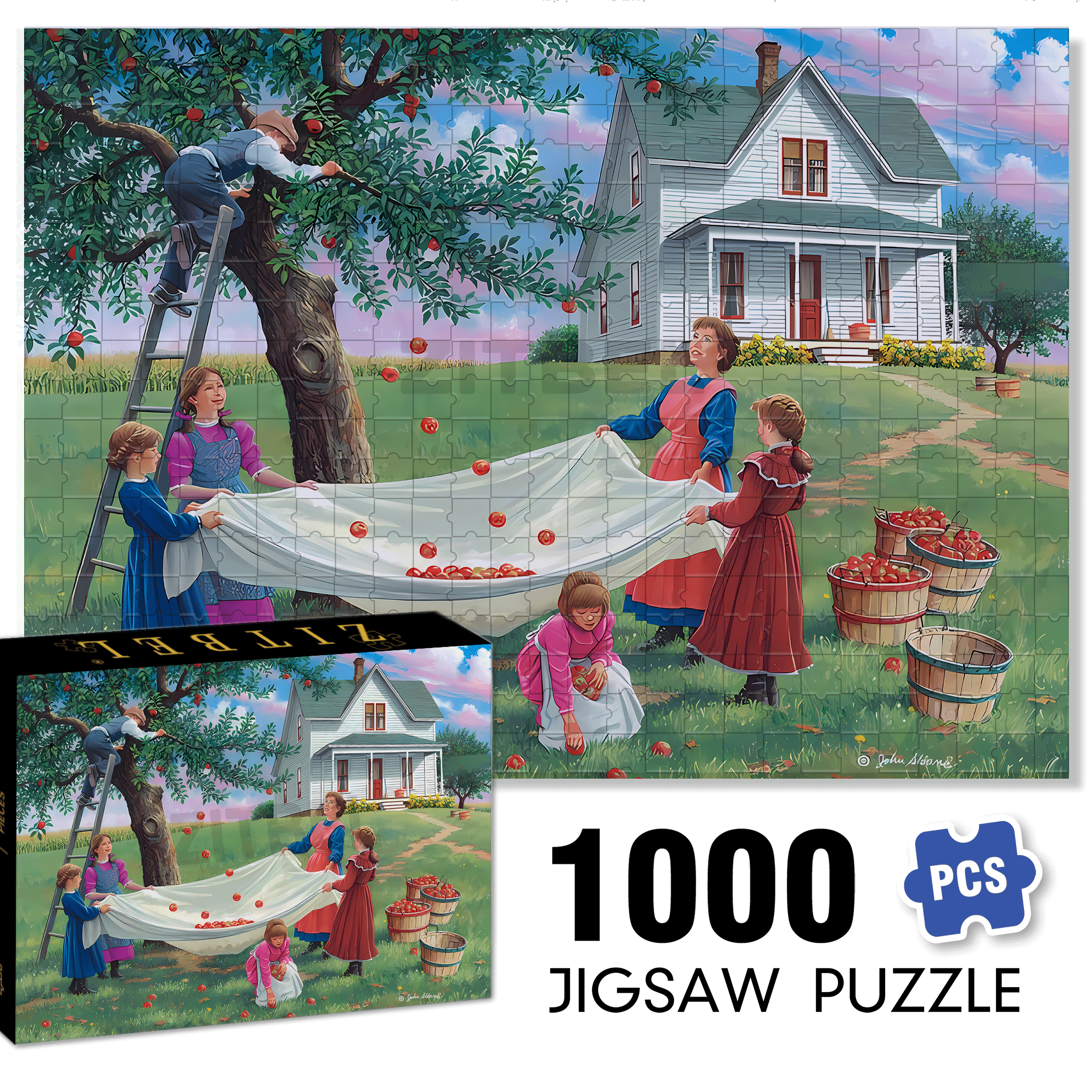 Bushels of Fun 500pcs/1000pcs Jigsaw Puzzle, Scratch-Resistant, Interactive Family Game & Brain-Boosting DIY Decor, Perfect for Halloween, Christmas & New Year Gifts, Family Puzzle Game