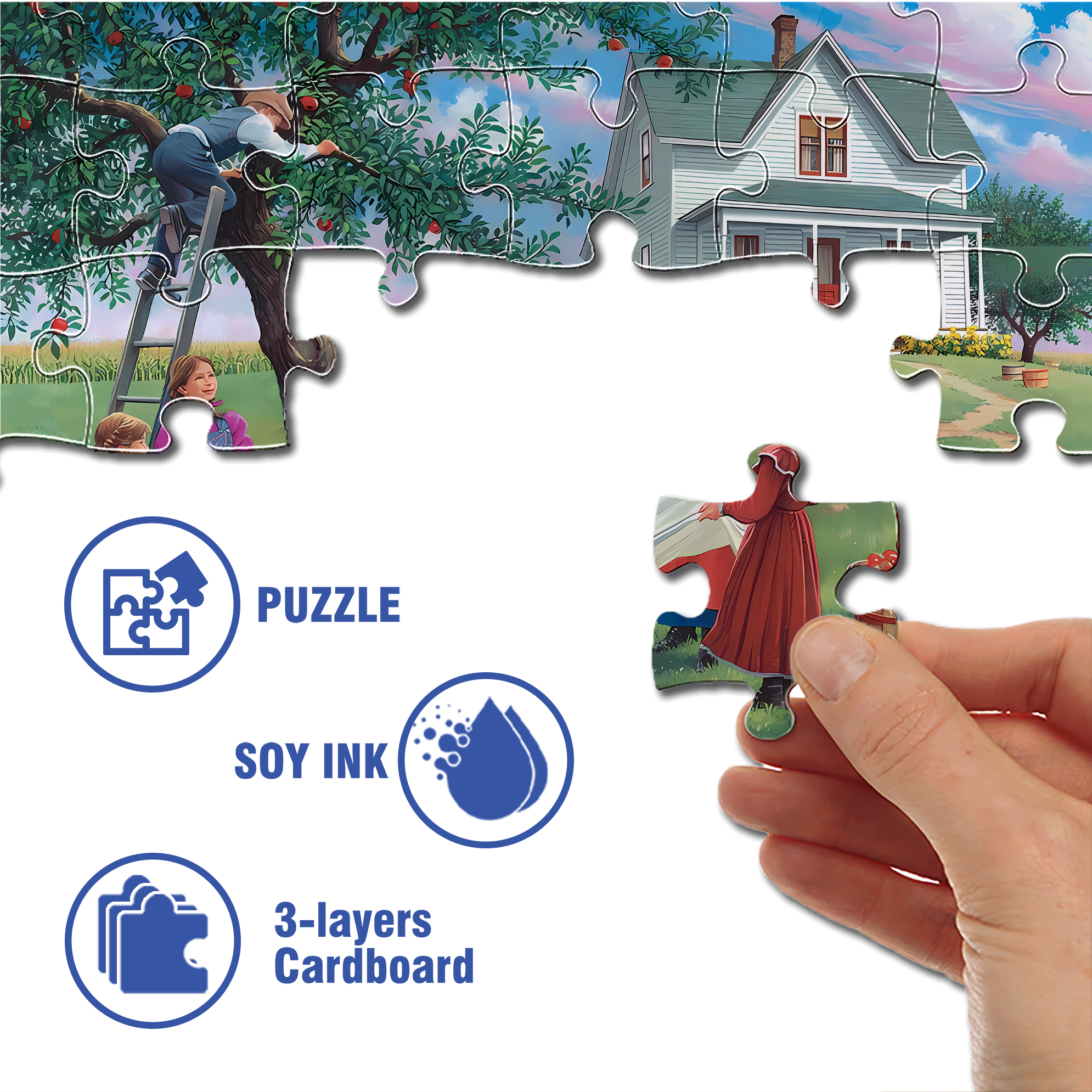 Bushels of Fun 500pcs/1000pcs Jigsaw Puzzle, Scratch-Resistant, Interactive Family Game & Brain-Boosting DIY Decor, Perfect for Halloween, Christmas & New Year Gifts, Family Puzzle Game