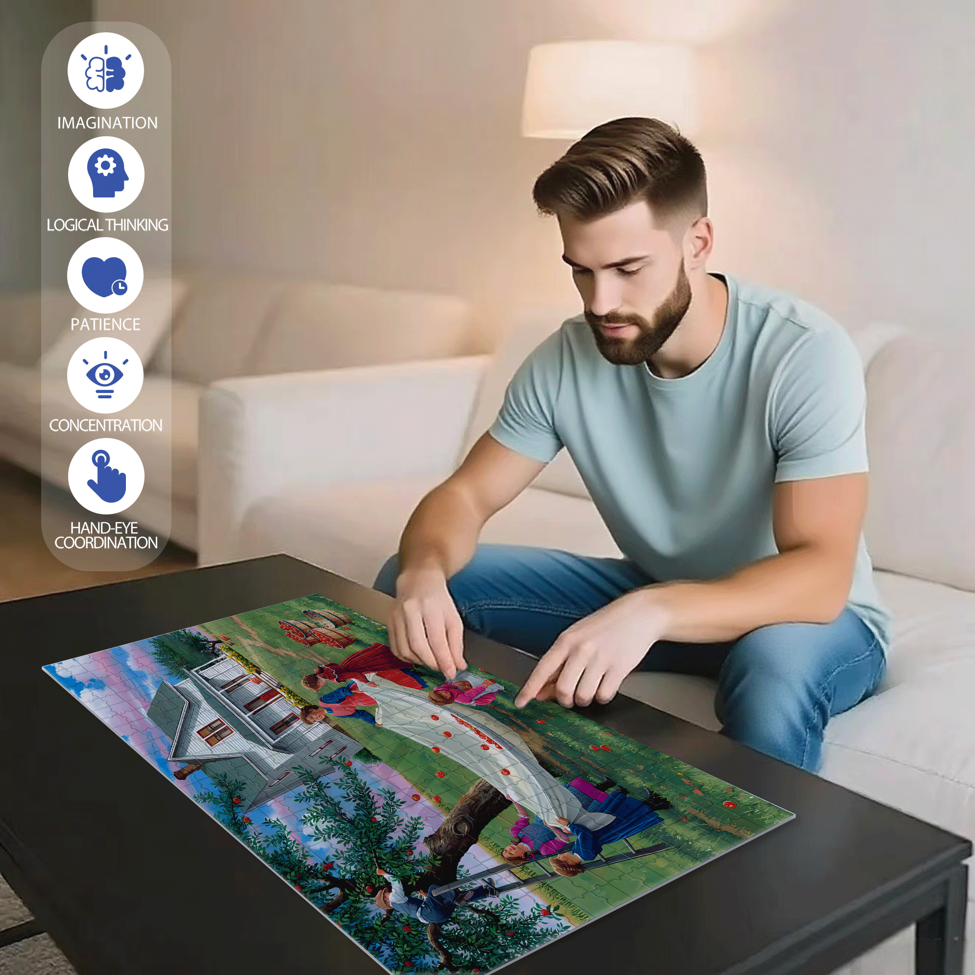 Bushels of Fun 500pcs/1000pcs Jigsaw Puzzle, Scratch-Resistant, Interactive Family Game & Brain-Boosting DIY Decor, Perfect for Halloween, Christmas & New Year Gifts, Family Puzzle Game