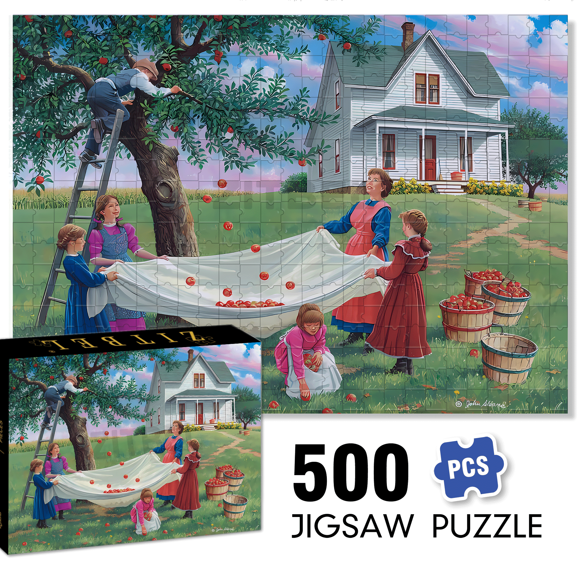 Bushels of Fun 500pcs/1000pcs Jigsaw Puzzle, Scratch-Resistant, Interactive Family Game & Brain-Boosting DIY Decor, Perfect for Halloween, Christmas & New Year Gifts, Family Puzzle Game