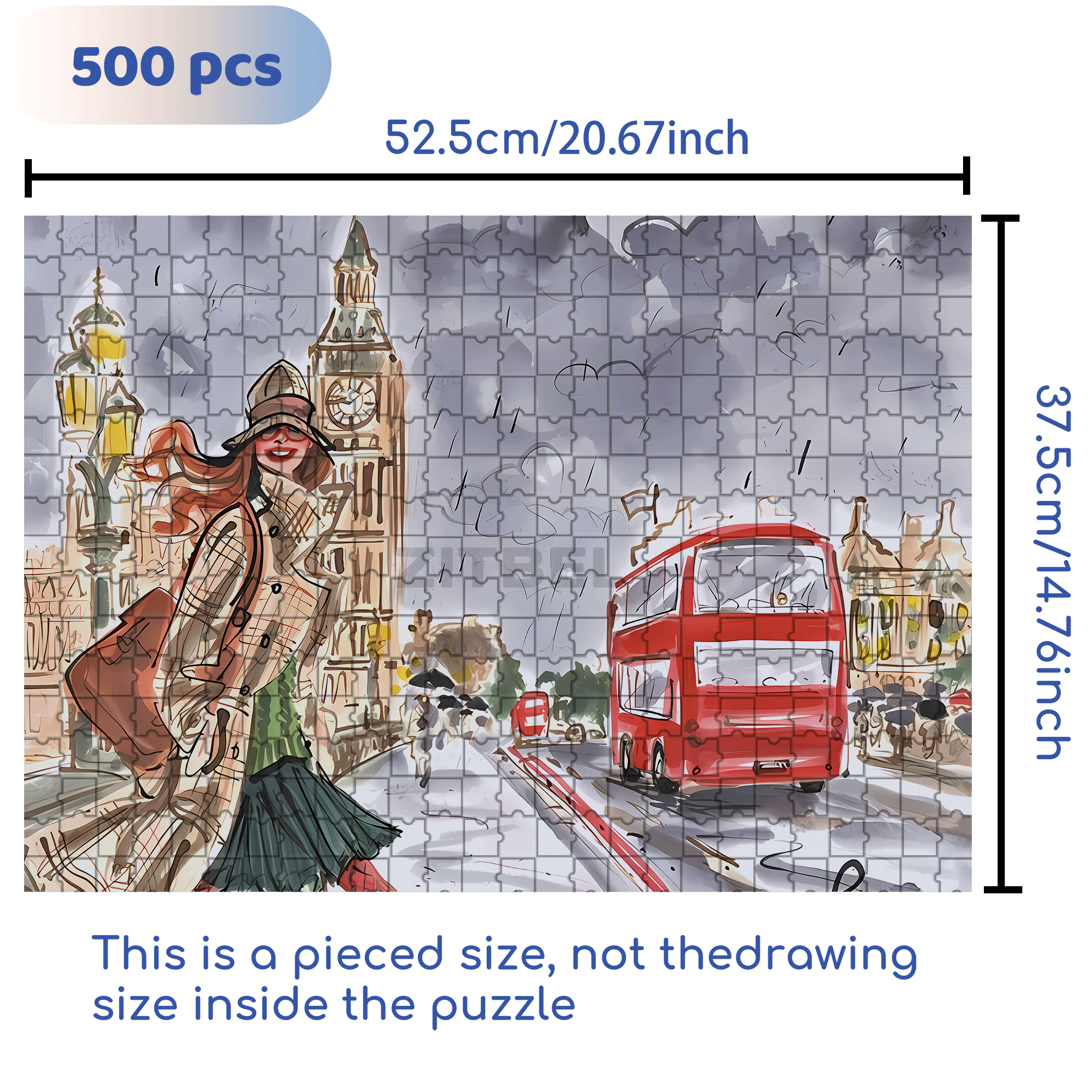 City Lady 500pcs/1000pcs Jigsaw Puzzle, Scratch-Resistant, Interactive Family Game & Brain-Boosting DIY Decor, Perfect for Halloween, Christmas & New Year Gifts, Family Puzzle Game