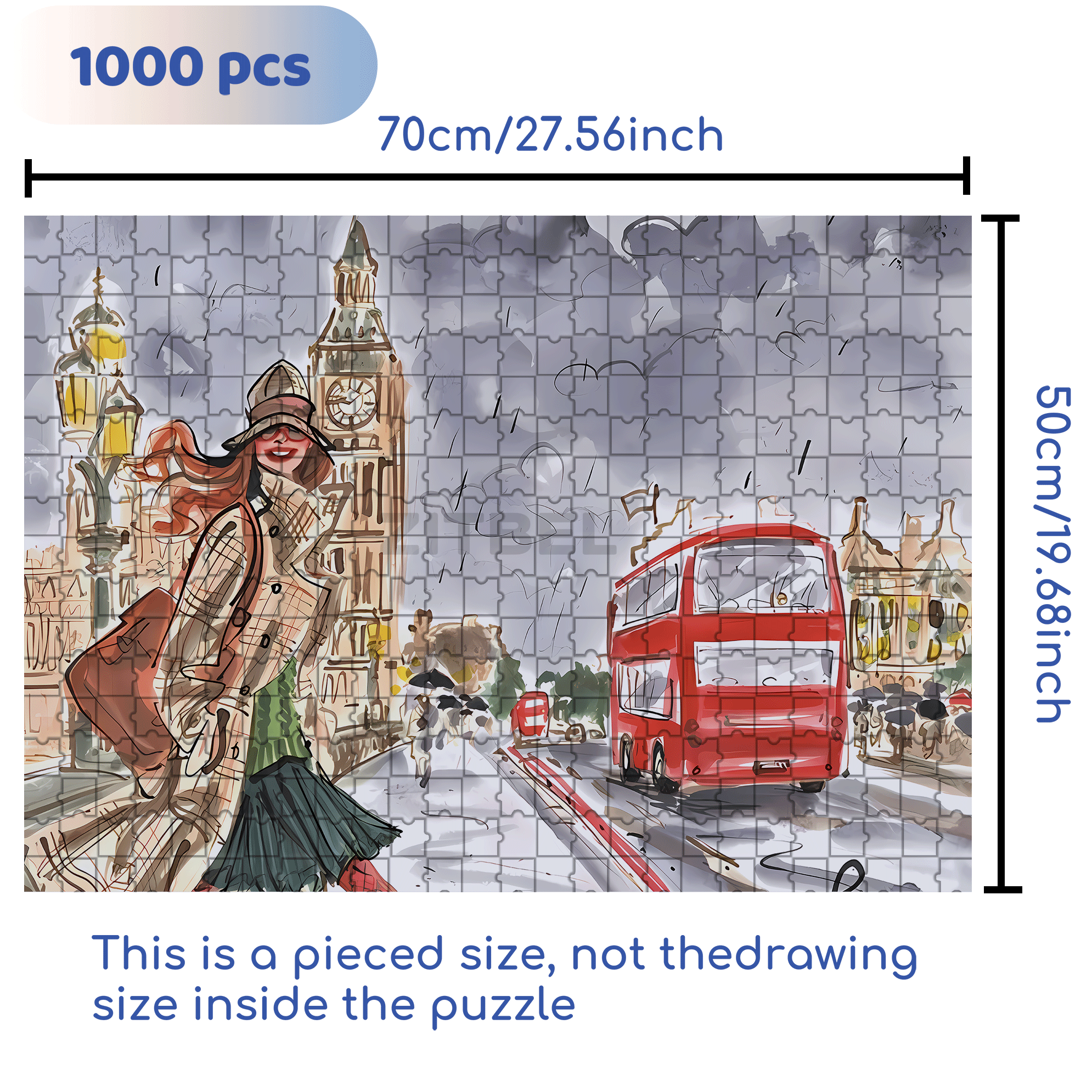 City Lady 500pcs/1000pcs Jigsaw Puzzle, Scratch-Resistant, Interactive Family Game & Brain-Boosting DIY Decor, Perfect for Halloween, Christmas & New Year Gifts, Family Puzzle Game