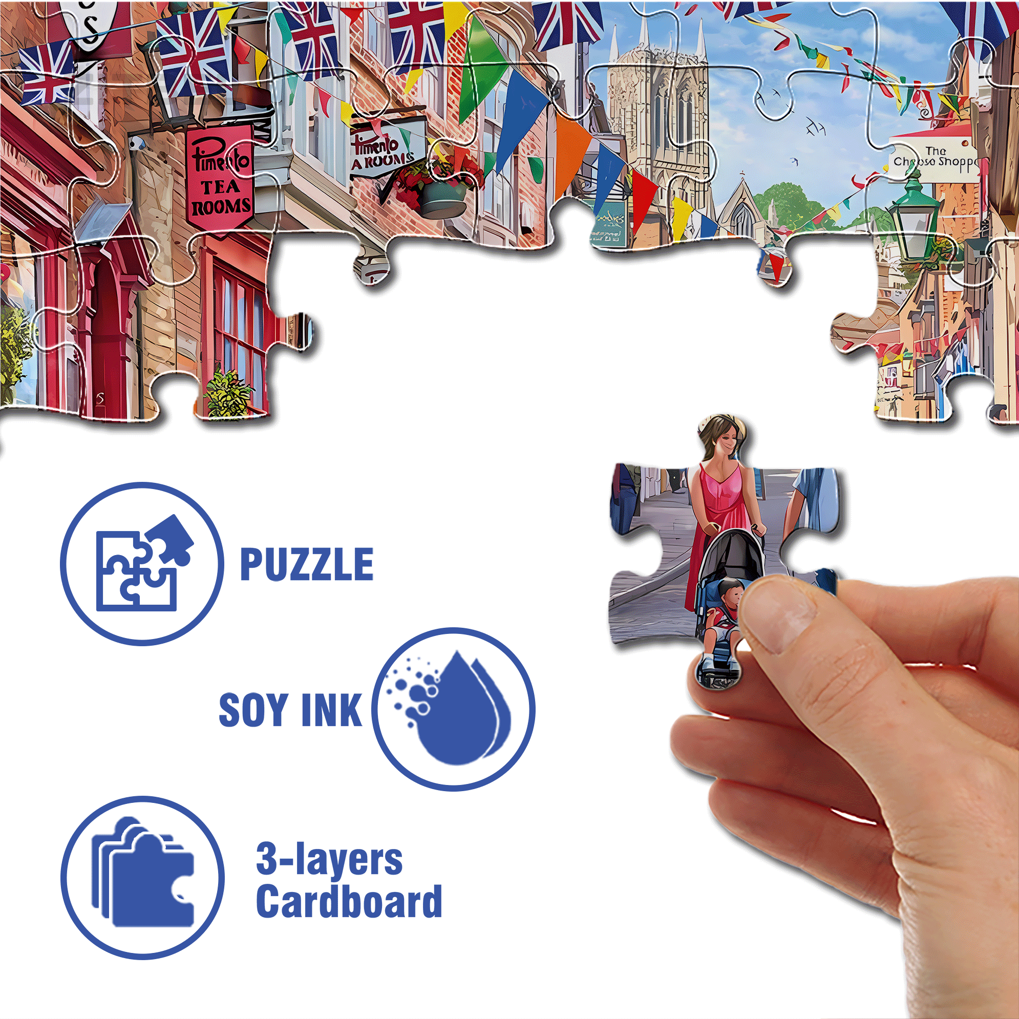 Commercial Street 500pcs/1000pcs Jigsaw Puzzle, Scratch-Resistant, Interactive Family Game & Brain-Boosting DIY Decor, Perfect for Halloween, Christmas & New Year Gifts, Family Puzzle Game