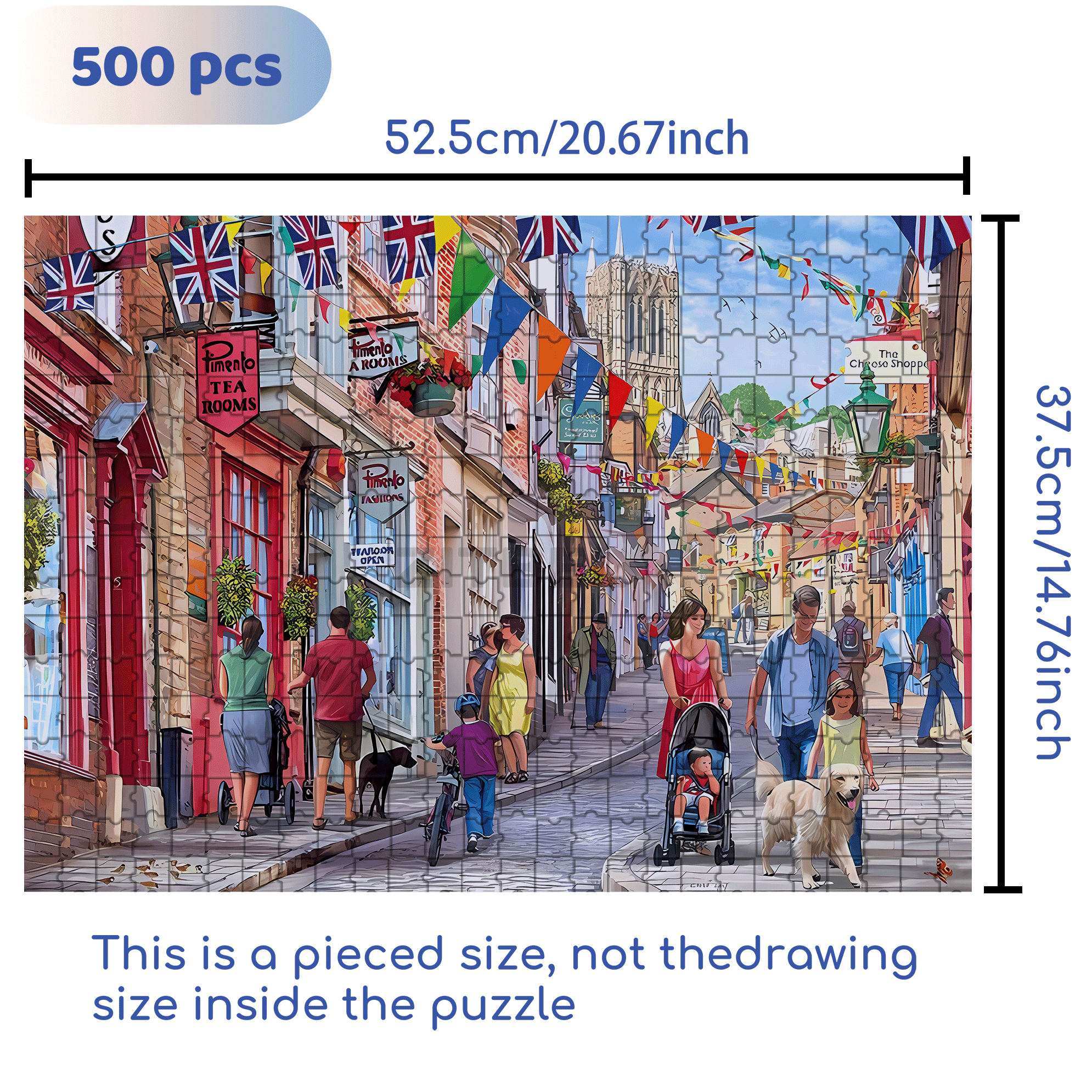 Commercial Street 500pcs/1000pcs Jigsaw Puzzle, Scratch-Resistant, Interactive Family Game & Brain-Boosting DIY Decor, Perfect for Halloween, Christmas & New Year Gifts, Family Puzzle Game