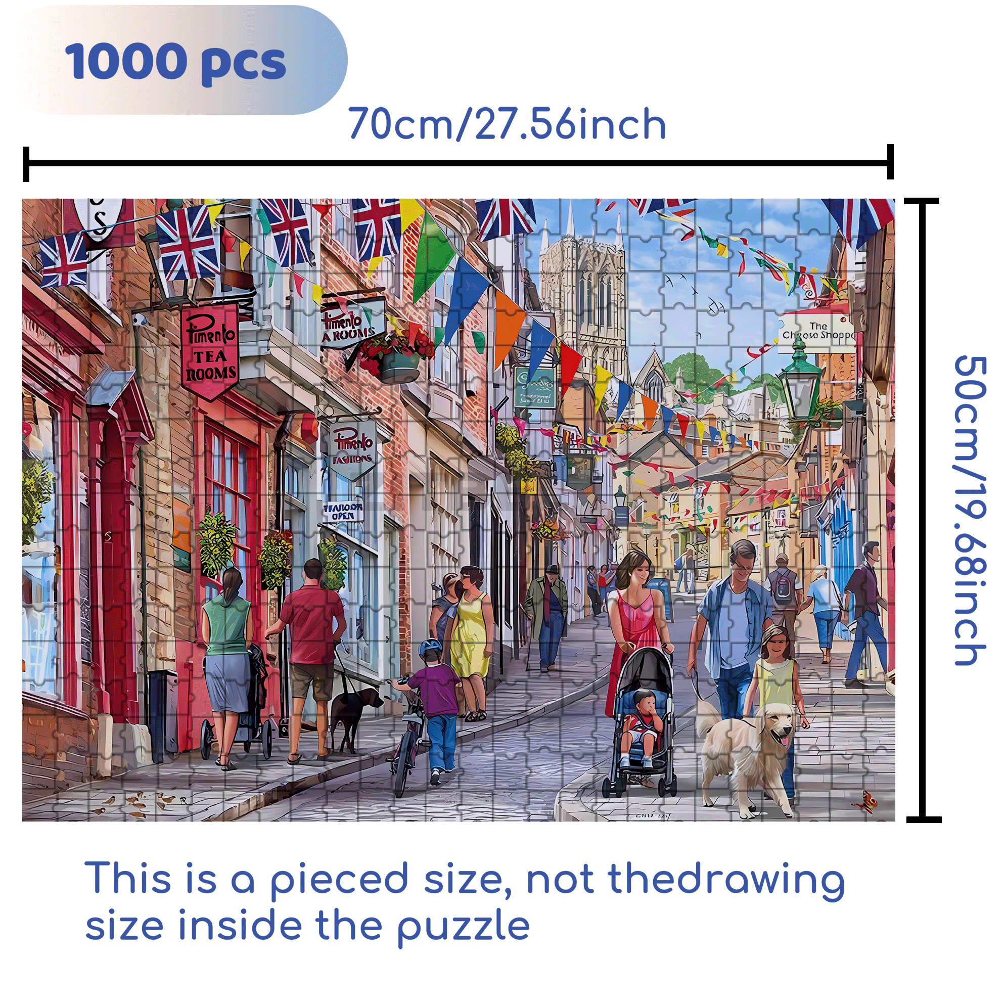 Commercial Street 500pcs/1000pcs Jigsaw Puzzle, Scratch-Resistant, Interactive Family Game & Brain-Boosting DIY Decor, Perfect for Halloween, Christmas & New Year Gifts, Family Puzzle Game