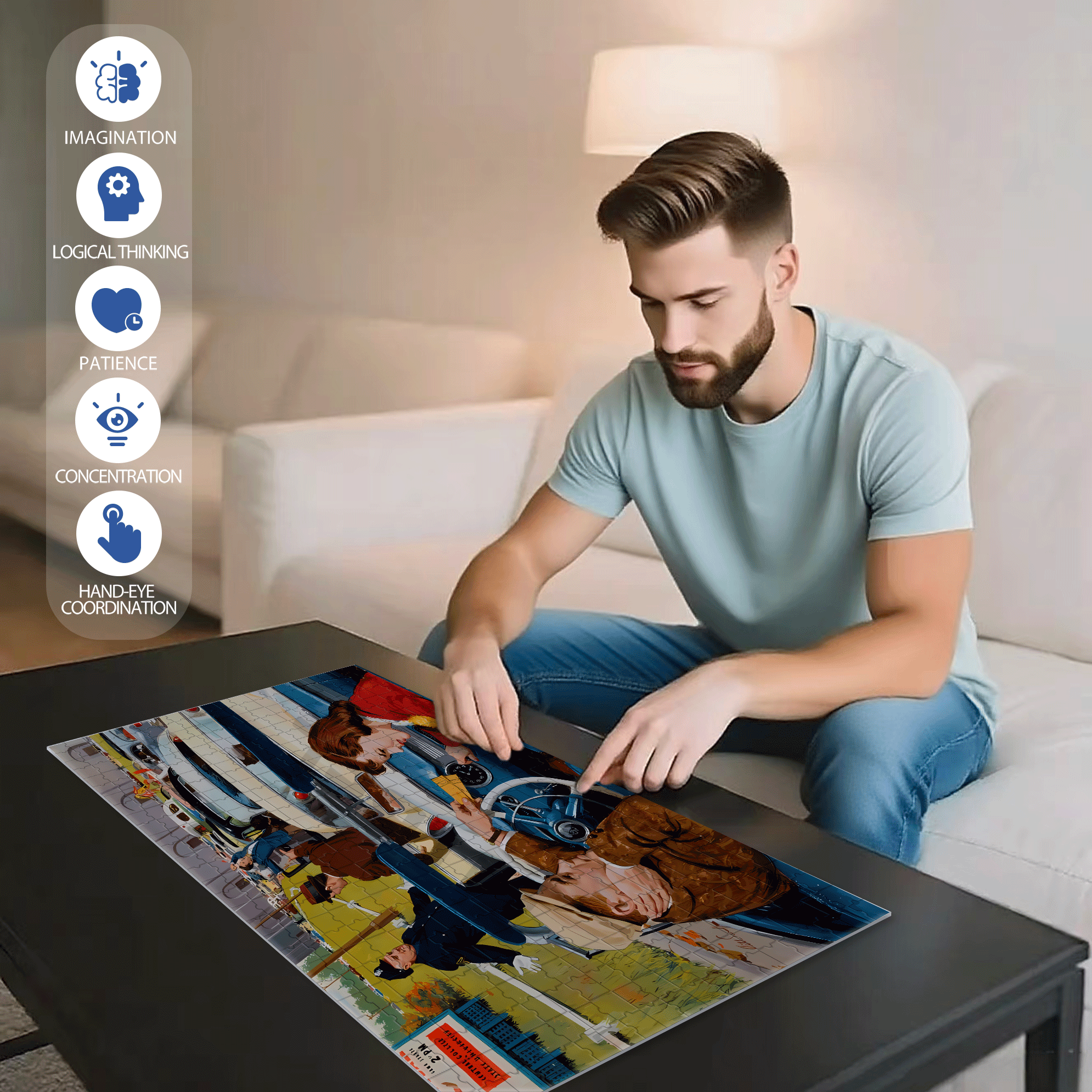 Disagreement 500pcs/1000pcs Jigsaw Puzzle, Scratch-Resistant, Interactive Family Game & Brain-Boosting DIY Decor, Perfect for Halloween, Christmas & New Year Gifts, Family Puzzle Game
