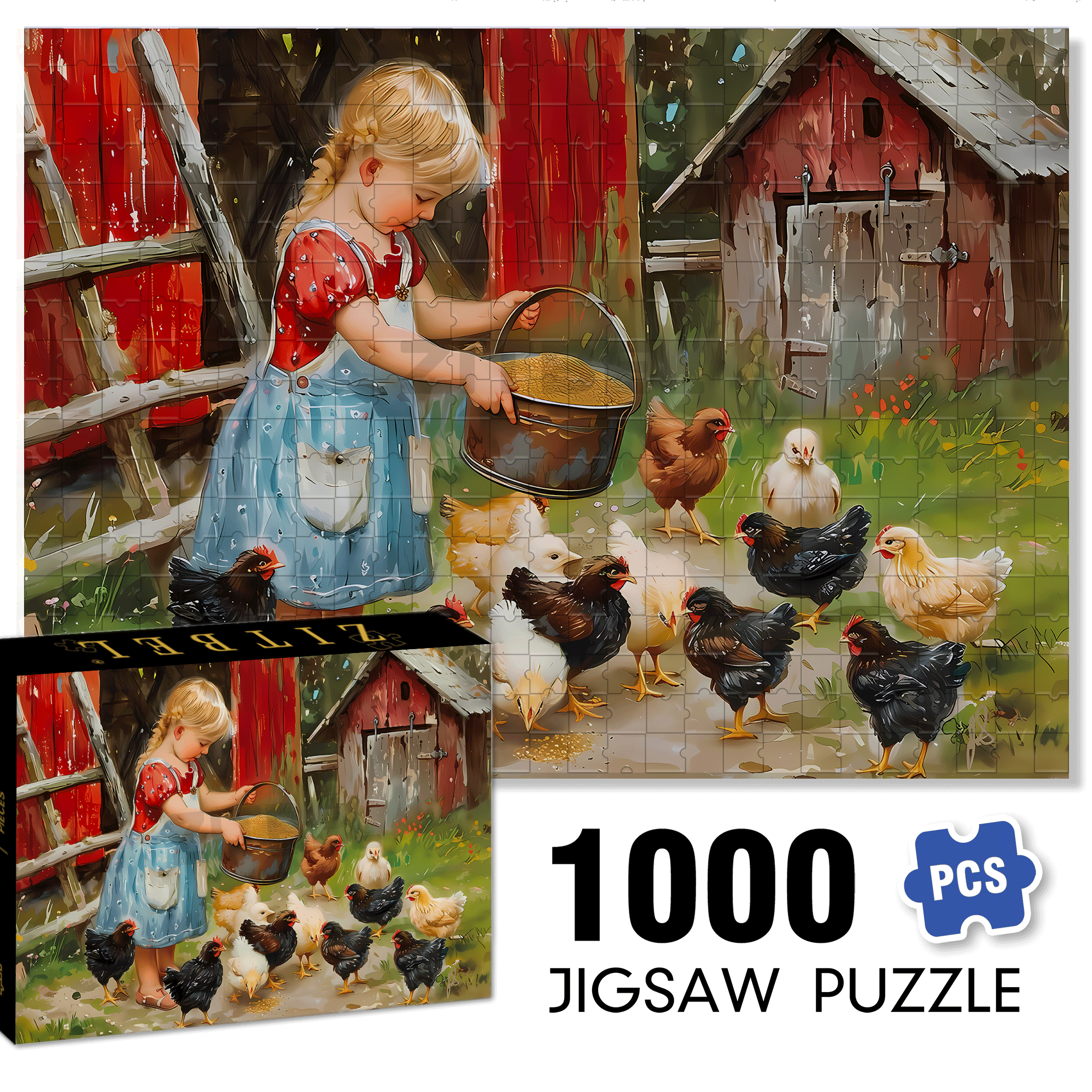 Feeding Time 500pcs/1000pcs Jigsaw Puzzle, Scratch-Resistant, Interactive Family Game & Brain-Boosting DIY Decor, Perfect for Halloween, Christmas & New Year Gifts, Family Puzzle Game