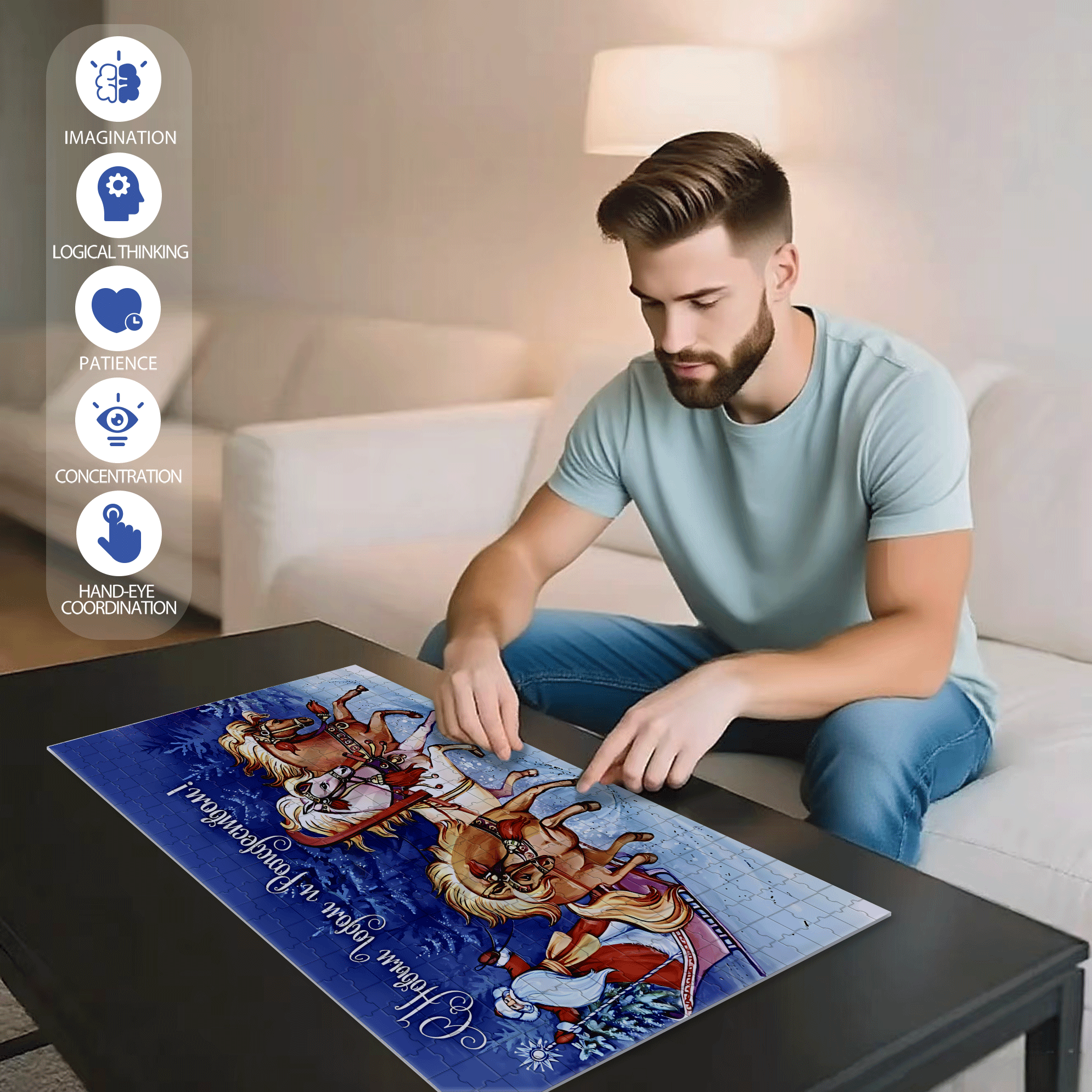 Galloping Horse 2 500pcs/1000pcs Jigsaw Puzzle, Scratch-Resistant, Interactive Family Game & Brain-Boosting DIY Decor, Perfect for Halloween, Christmas & New Year Gifts, Family Puzzle Game