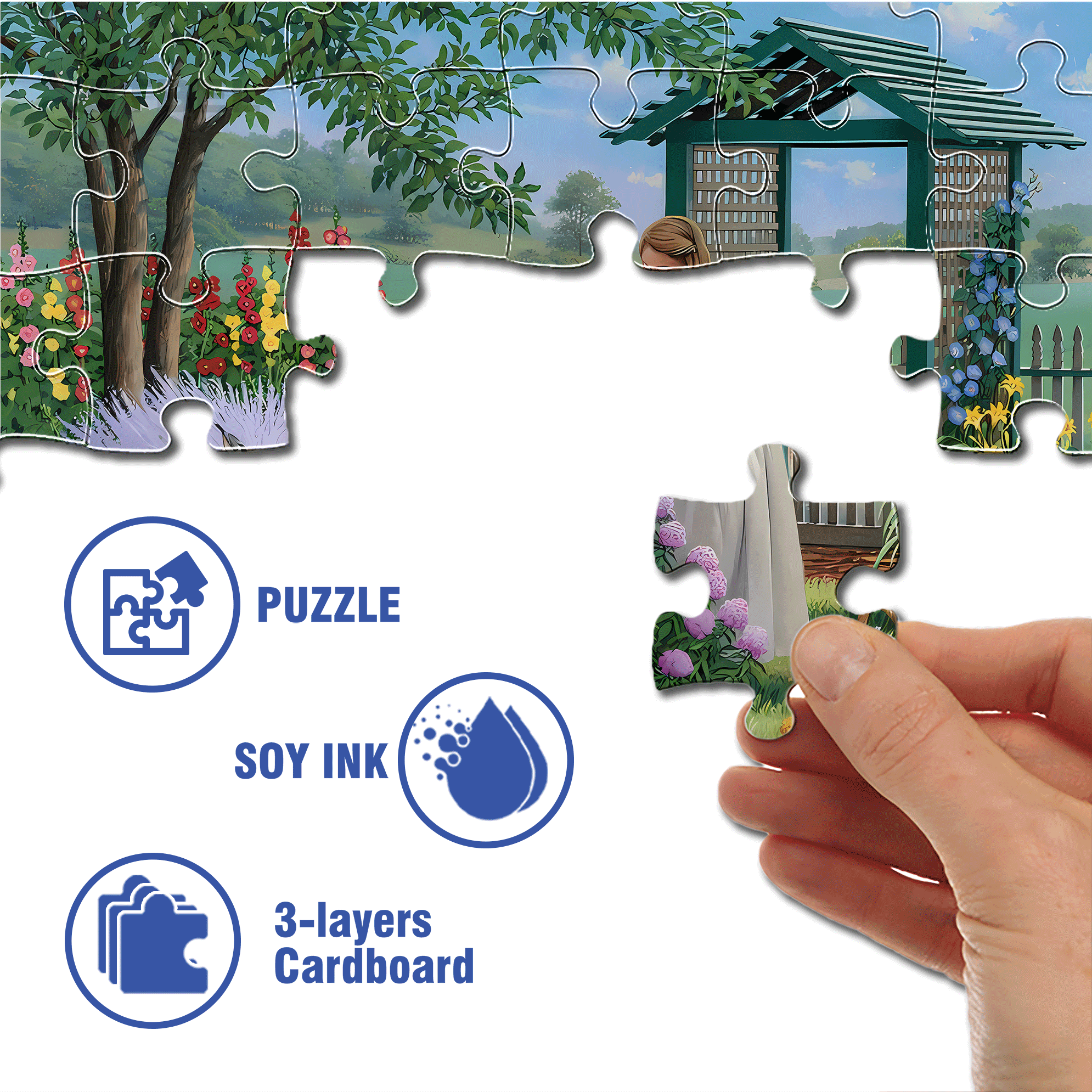 Garden of Delights 500pcs/1000pcs Jigsaw Puzzle, Scratch-Resistant, Interactive Family Game & Brain-Boosting DIY Decor, Perfect for Halloween, Christmas & New Year Gifts, Family Puzzle Game