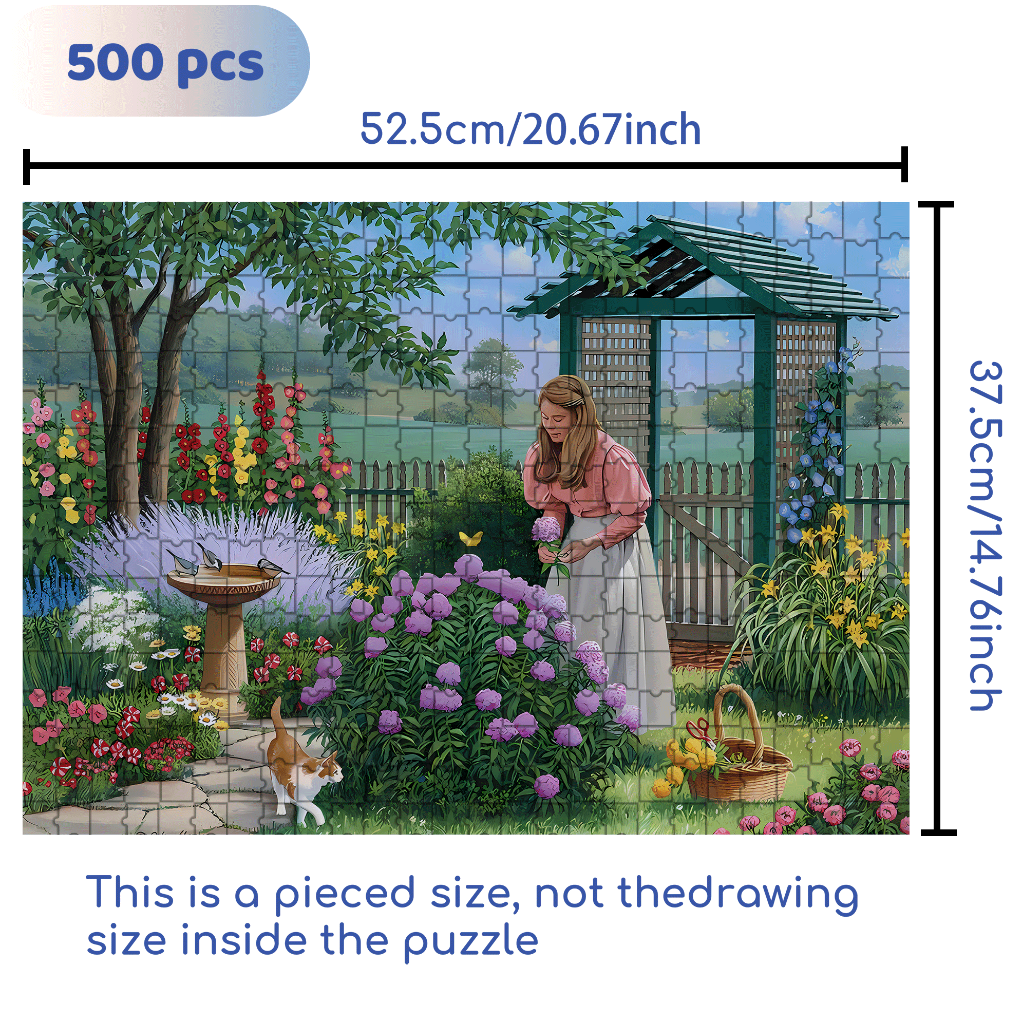 Garden of Delights 500pcs/1000pcs Jigsaw Puzzle, Scratch-Resistant, Interactive Family Game & Brain-Boosting DIY Decor, Perfect for Halloween, Christmas & New Year Gifts, Family Puzzle Game