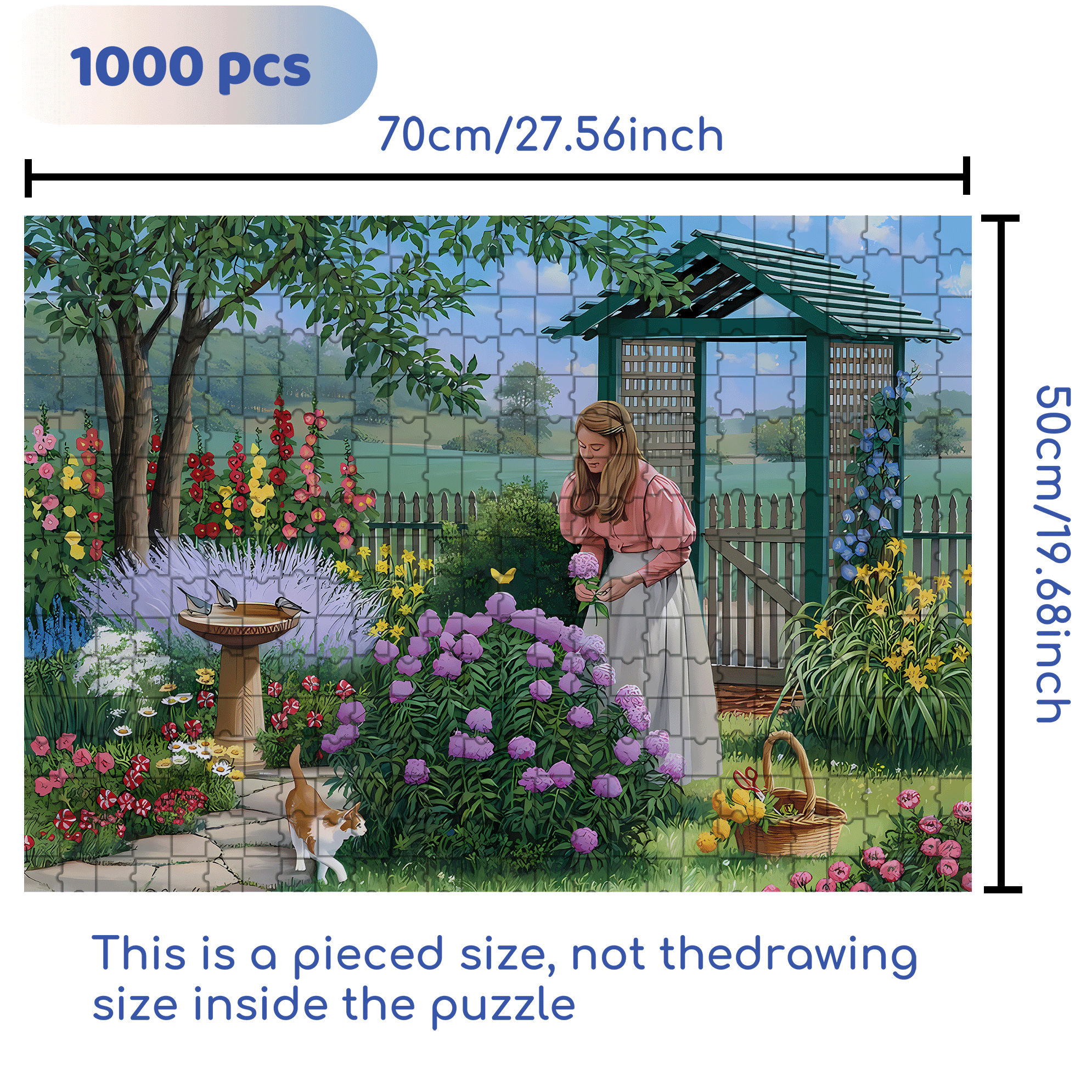 Garden of Delights 500pcs/1000pcs Jigsaw Puzzle, Scratch-Resistant, Interactive Family Game & Brain-Boosting DIY Decor, Perfect for Halloween, Christmas & New Year Gifts, Family Puzzle Game