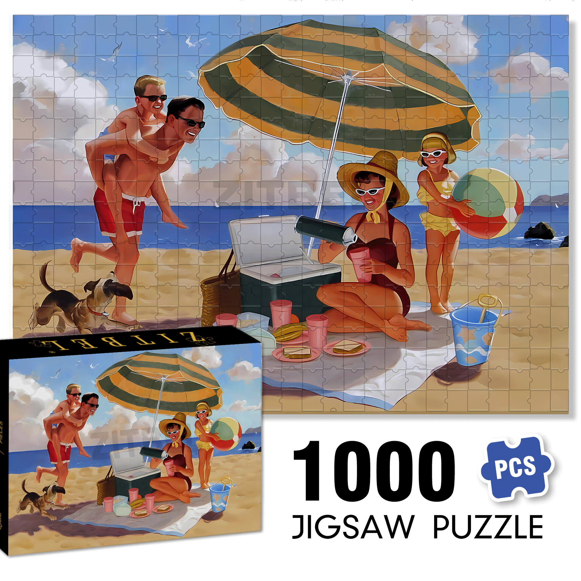 Happy Family 500pcs/1000pcs Jigsaw Puzzle, Scratch-Resistant, Interactive Family Game & Brain-Boosting DIY Decor, Perfect for Halloween, Christmas & New Year Gifts, Family Puzzle Game