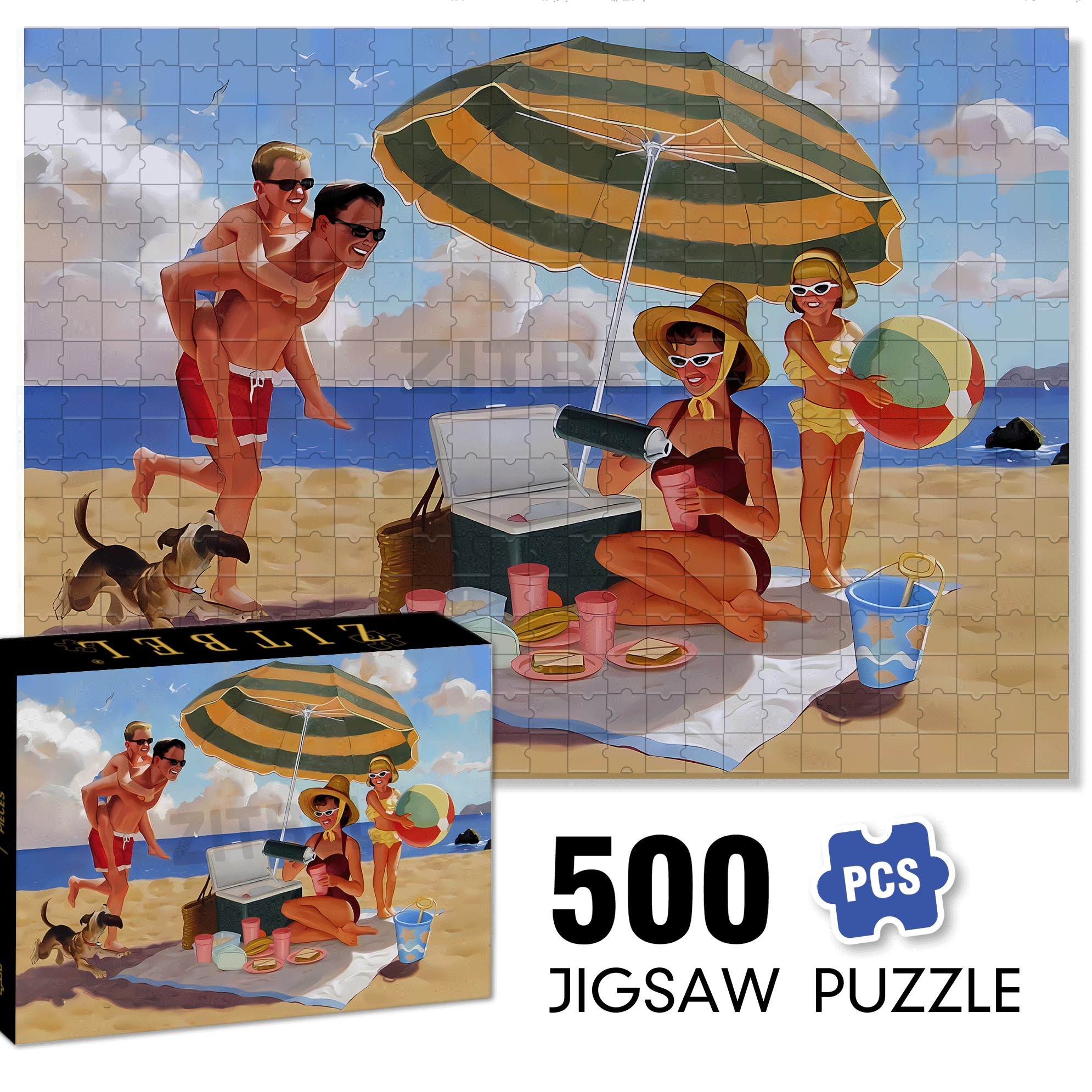 Happy Family 500pcs/1000pcs Jigsaw Puzzle, Scratch-Resistant, Interactive Family Game & Brain-Boosting DIY Decor, Perfect for Halloween, Christmas & New Year Gifts, Family Puzzle Game