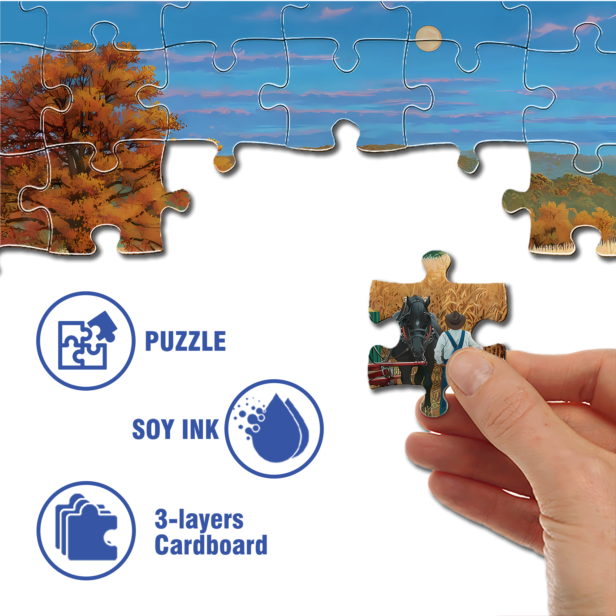 Harvest Moon 500pcs/1000pcs Jigsaw Puzzle, Scratch-Resistant, Interactive Family Game & Brain-Boosting DIY Decor, Perfect for Halloween, Christmas & New Year Gifts, Family Puzzle Game