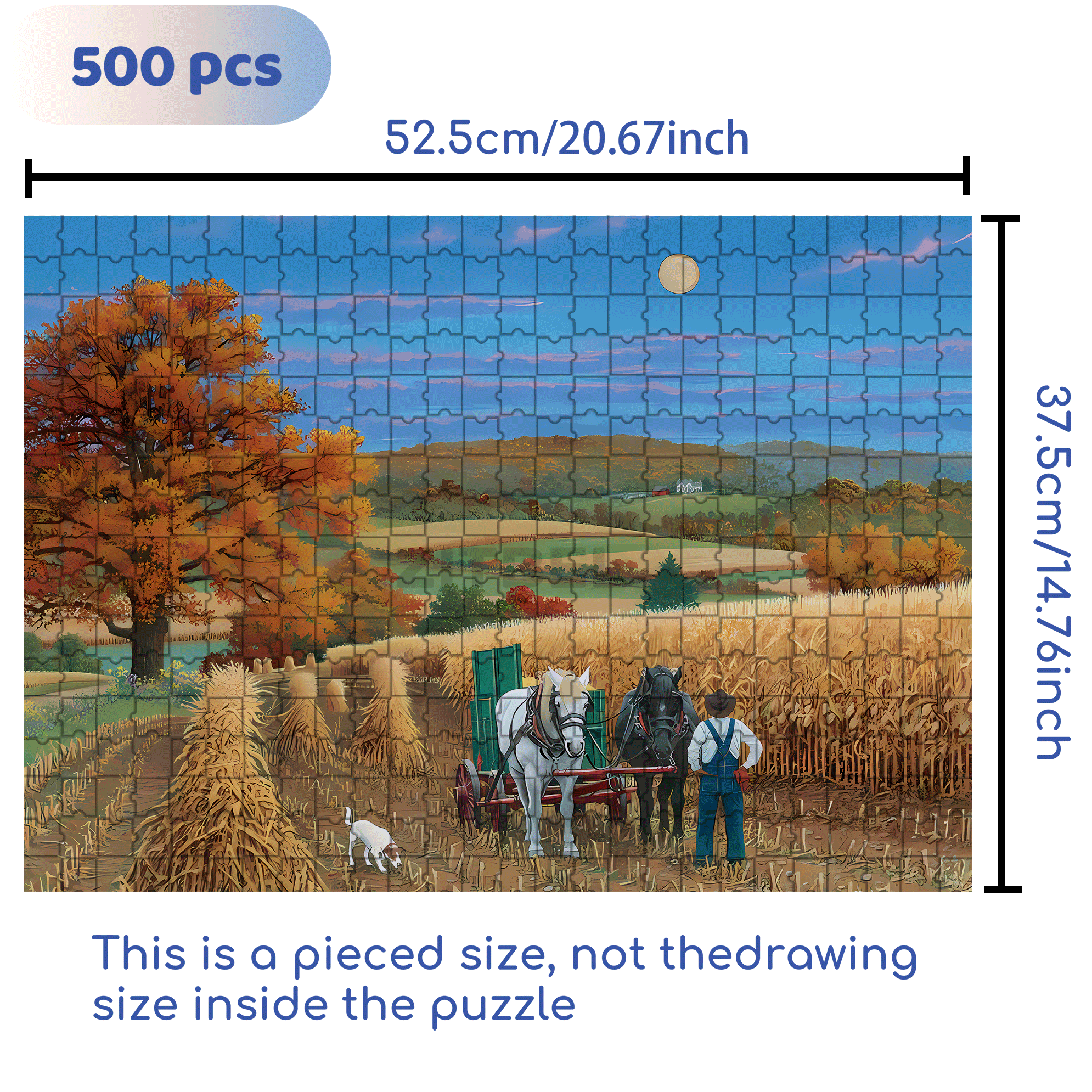 Harvest Moon 500pcs/1000pcs Jigsaw Puzzle, Scratch-Resistant, Interactive Family Game & Brain-Boosting DIY Decor, Perfect for Halloween, Christmas & New Year Gifts, Family Puzzle Game