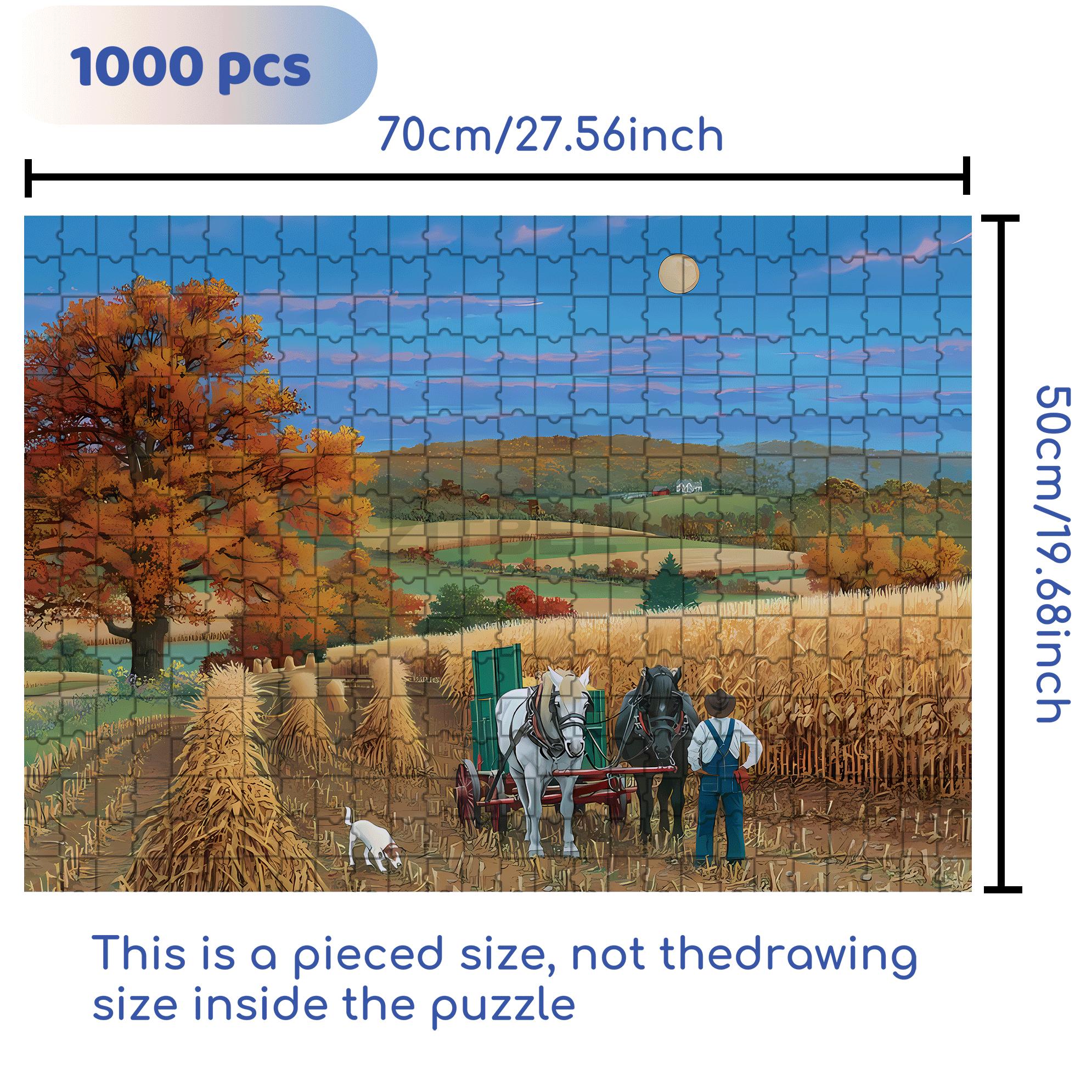 Harvest Moon 500pcs/1000pcs Jigsaw Puzzle, Scratch-Resistant, Interactive Family Game & Brain-Boosting DIY Decor, Perfect for Halloween, Christmas & New Year Gifts, Family Puzzle Game