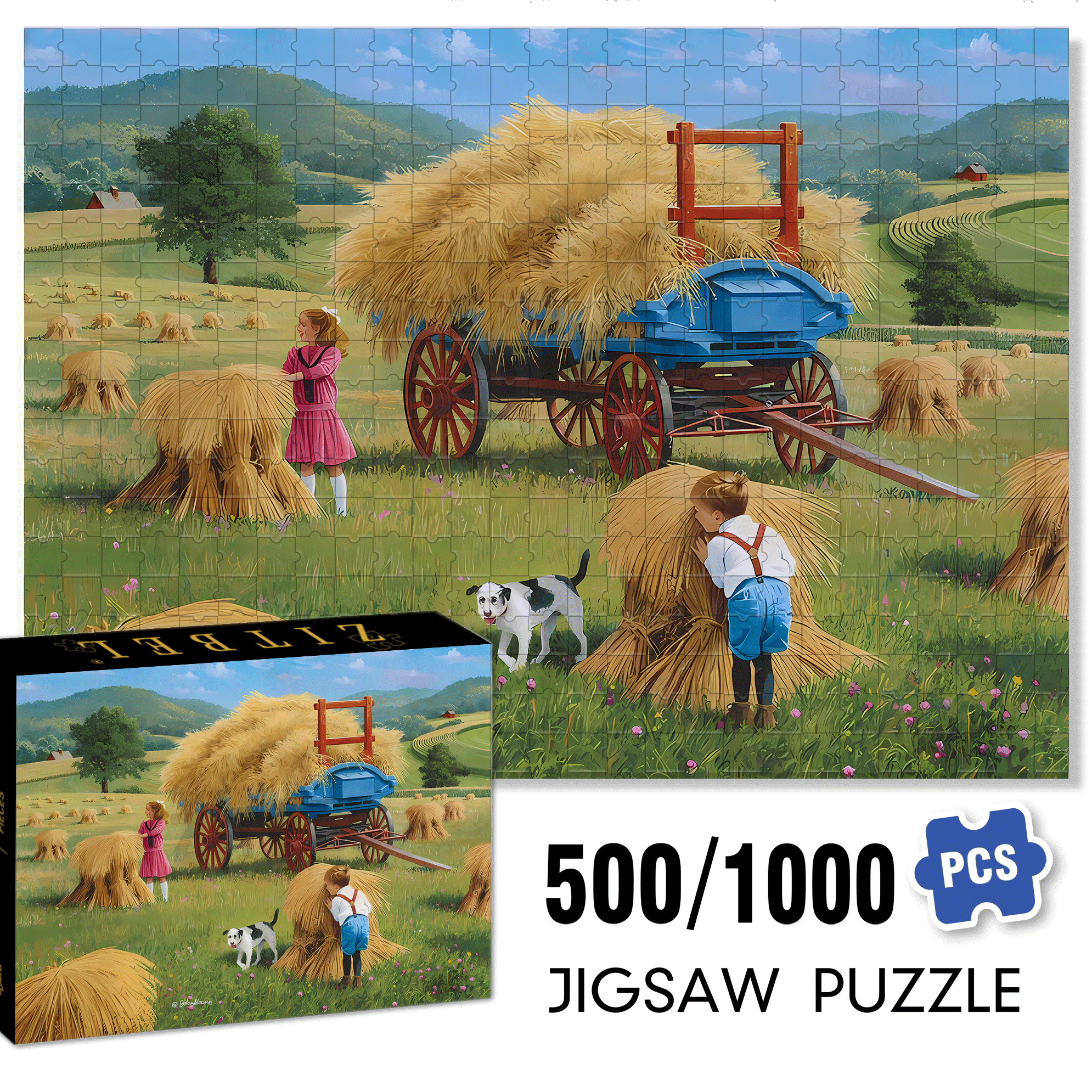 Hide and Seek 500pcs/1000pcs Jigsaw Puzzle, Scratch-Resistant, Interactive Family Game & Brain-Boosting DIY Decor, Perfect for Halloween, Christmas & New Year Gifts, Family Puzzle Game